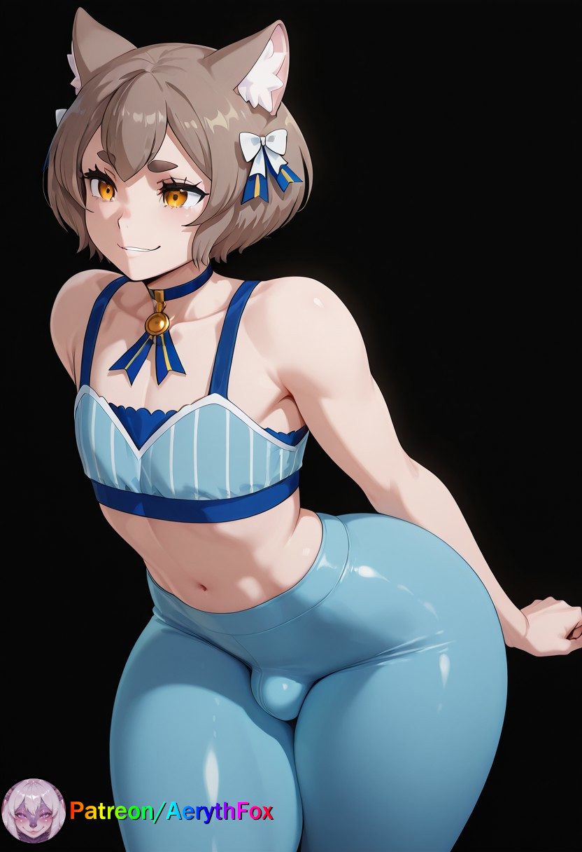 1femboy, aerythfox, ai, ai art, ai generated, bulge, crop top, felix argyle, femboy, looking at viewer, male, male only, otoko no ko, otokonoko, patreon, patreon username, re:zero kara hajimeru isekai seikatsu, solo, tagme, thick thighs, yoga pants