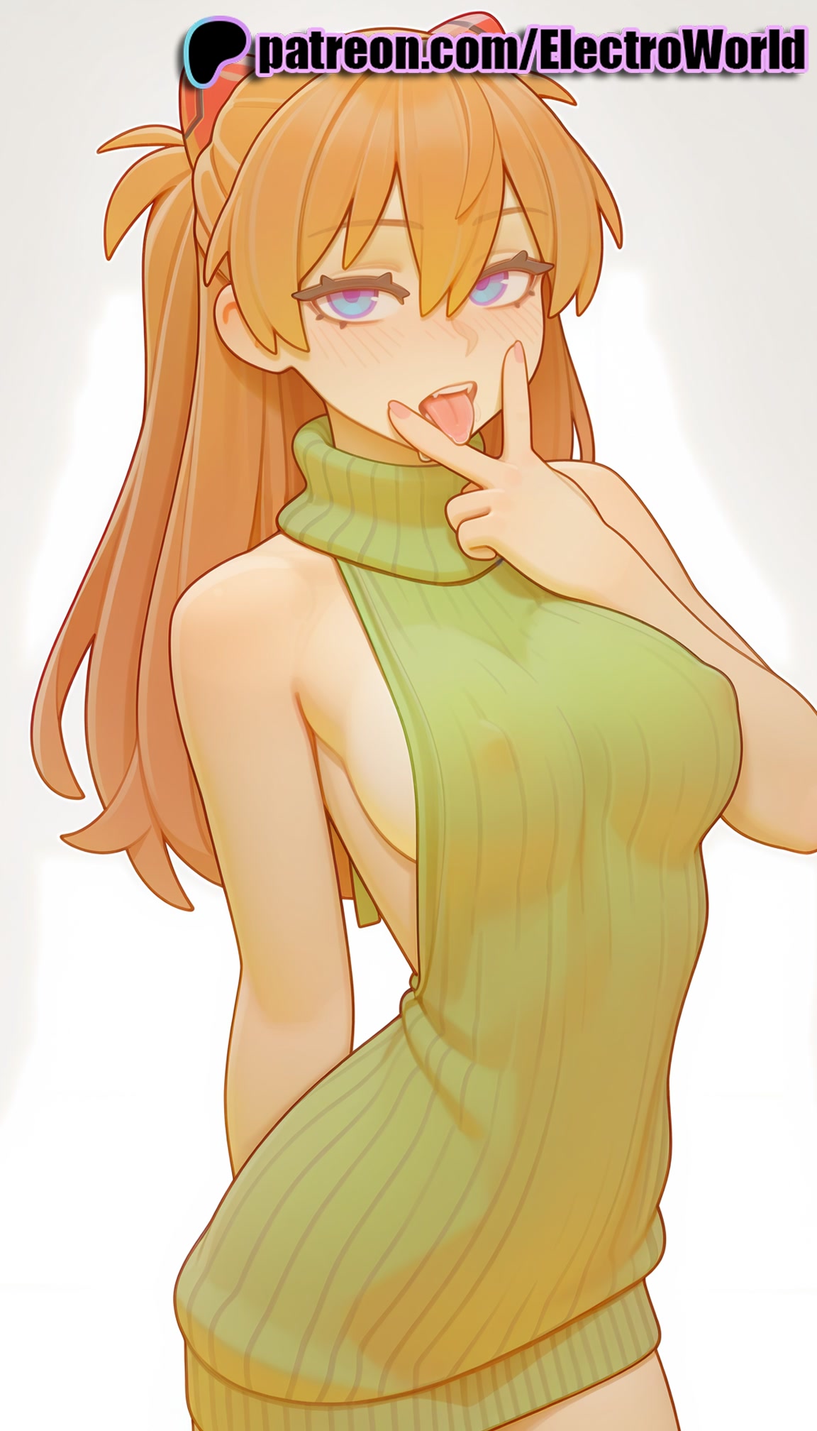 1girls, 2025, ai generated, artist name, asuka langley sohryu, average breasts, bare shoulders, blush, breasts, bust, chest, electroworld, female, hair between eyes, hi res, high quality, high resolution, highres, long hair, medium breasts, meme attire, naked sweater, neon genesis evangelion, normal breasts, patreon, patreon username, ribbed sweater, sideboob, solo, stable diffusion, sweater, tongue, tongue out, turtleneck sweater, virgin killer sweater, watermark