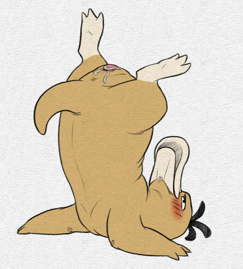 animal_genitalia beak blush cloaca female feral feral_only furry furry_only nintendo pencil_(artwork) pokemon pokemon_(species) psyduck pussy_juice python13rp simple_background solo tail traditional_media_(artwork) upside-down video_games white_background yaroul