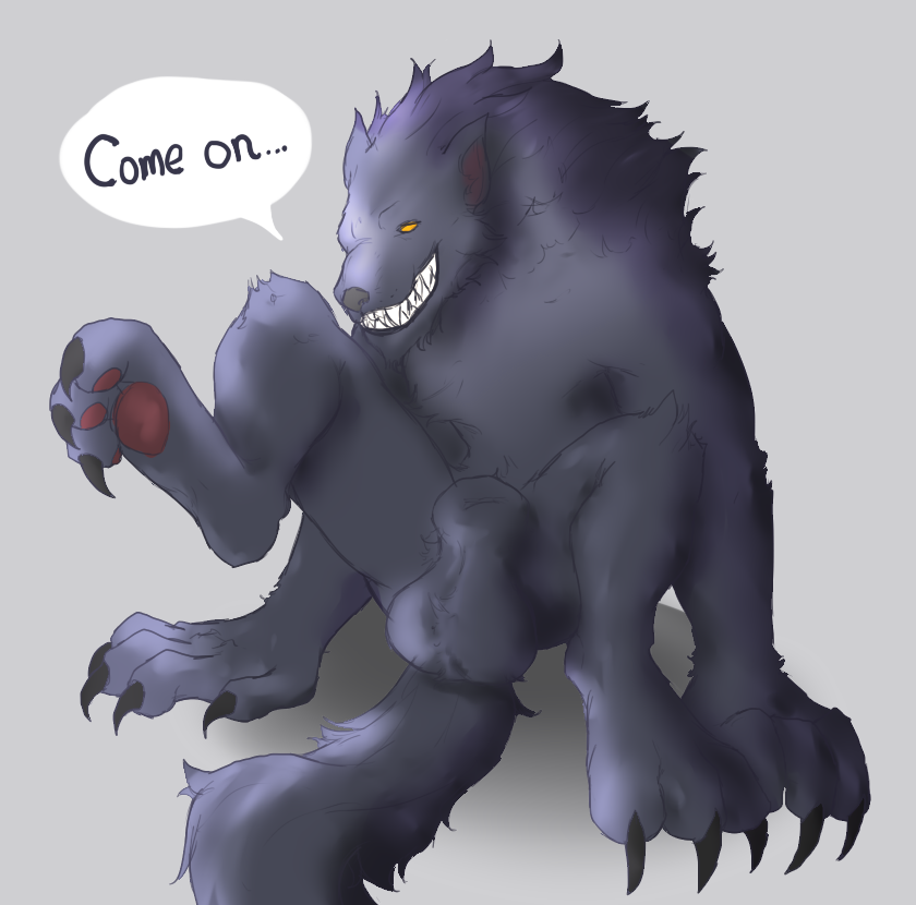 balls big_balls canine claws fangs fenrir_(smite) male_only mammal norse_mythology olethros paws smite testicles wolf