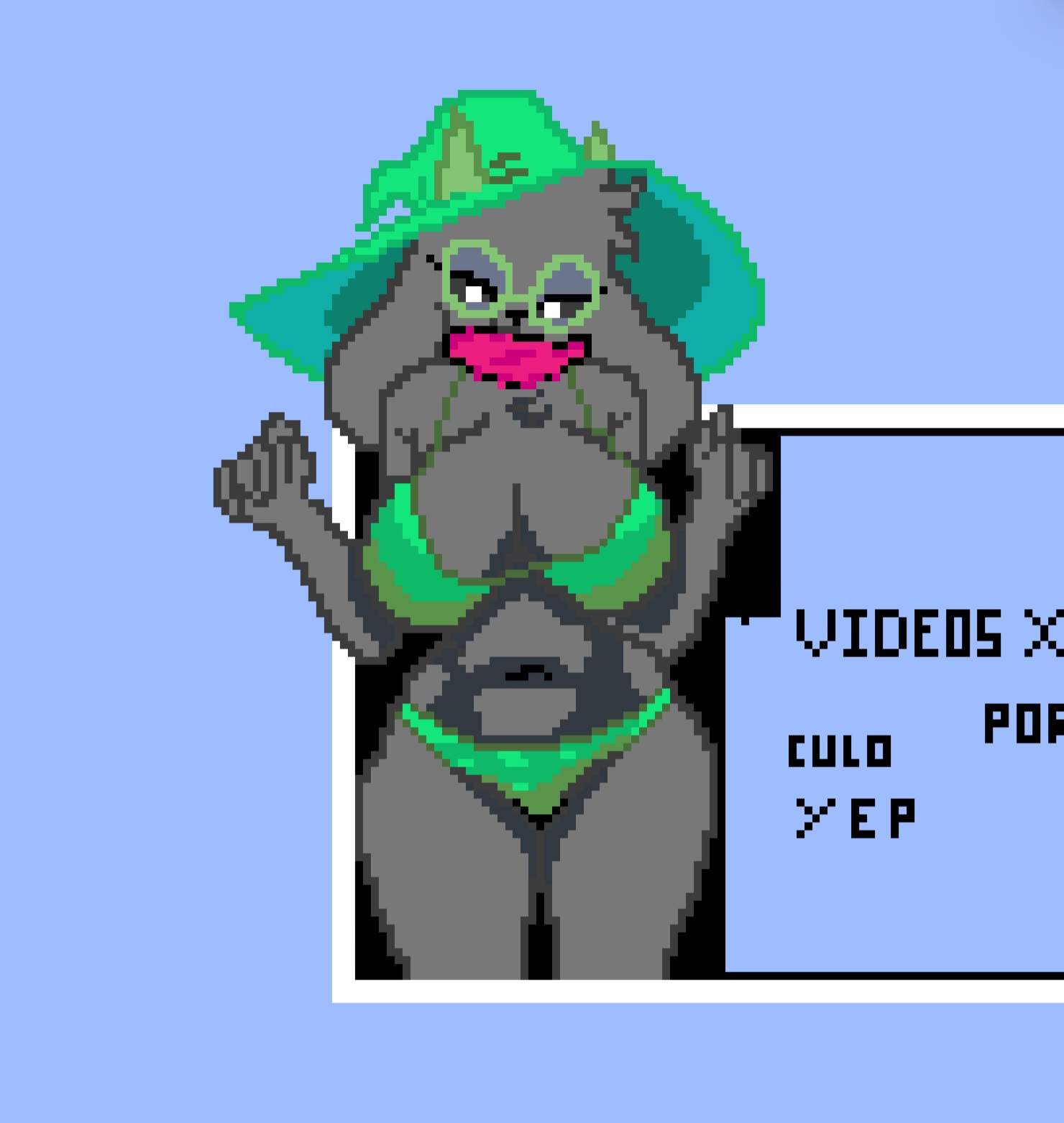 bikini, deltarune, female, genderswap (mtf), pixel art, ralsei, ralsei (female), rule 63, solo, tagme, wplace