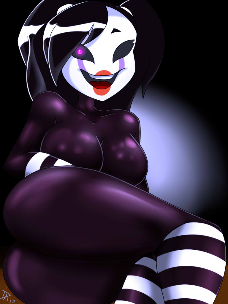 2017, animatronic, ass, black hair, breasts, dalley le alpha, female, five nights at freddy's, five nights at freddy's 2, lipstick, marionette (fnaf), mask, puppet (fnaf), purple eyes, robot, rule 63, scottgames, solo