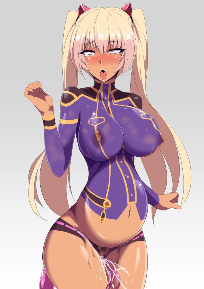 ahe_gao anal_dildo blonde_hair blush bodypaint breasts clothing cum curvy dark-skinned_female dark_skin dildo double_ended_dildo egg_vibrator female fucked_silly huge_belly kagami_hirotaka kangoku_senkan kangoku_senkan_3 kila_kushan large_breasts lilith-soft moaning nipples orgasm painted_clothes pregnant pussy_juice ready_to_pop sex_toy shiny shiny_skin solo stomach_bulge tied_hair tongue tongue_out twintails vibrator