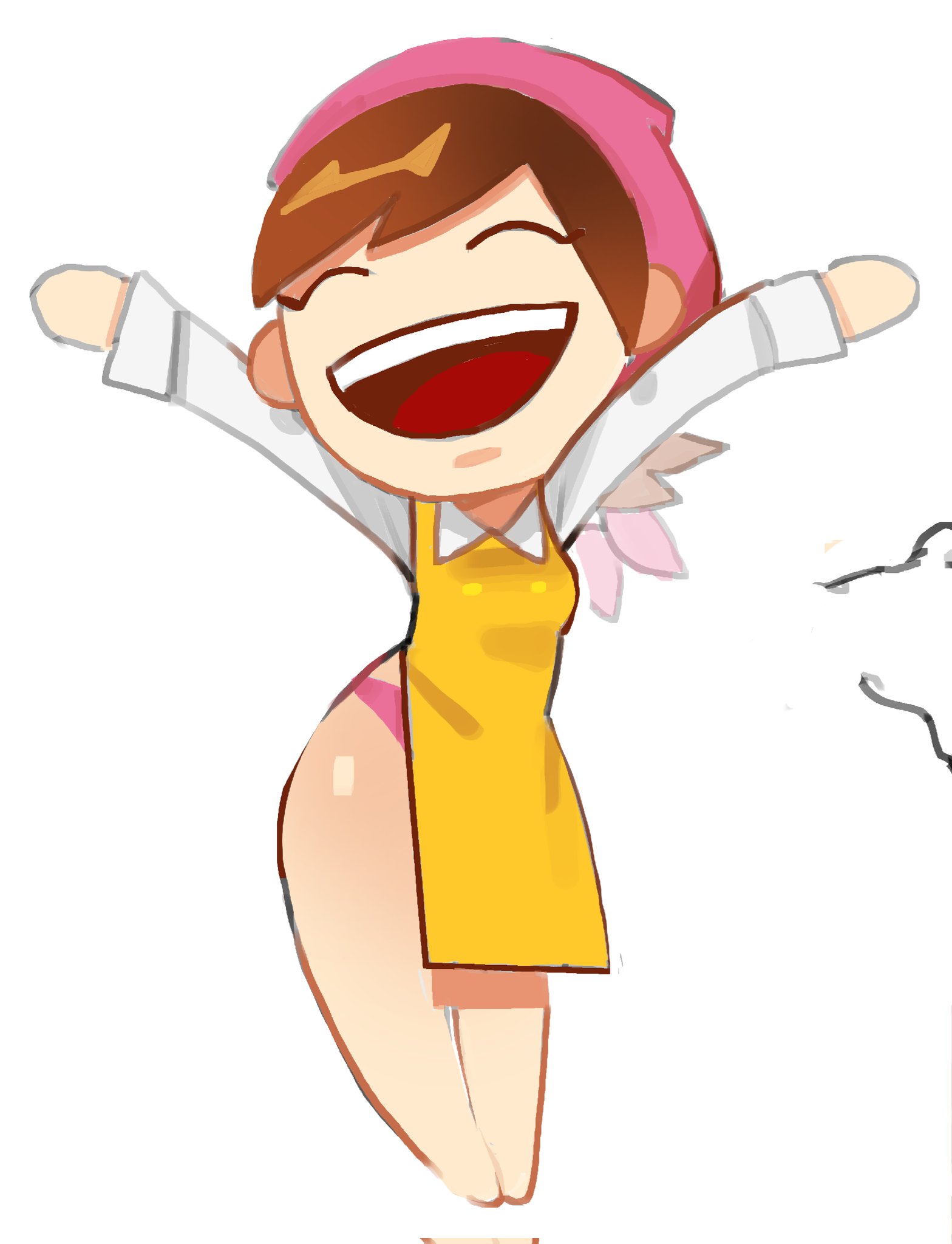 1girls, apron, barefoot, bingledingus, cooking mama, female, happy, human, mama (cooking mama), panties, plain background, sfw, sketch, smile, solo, solo female, underwear, white background