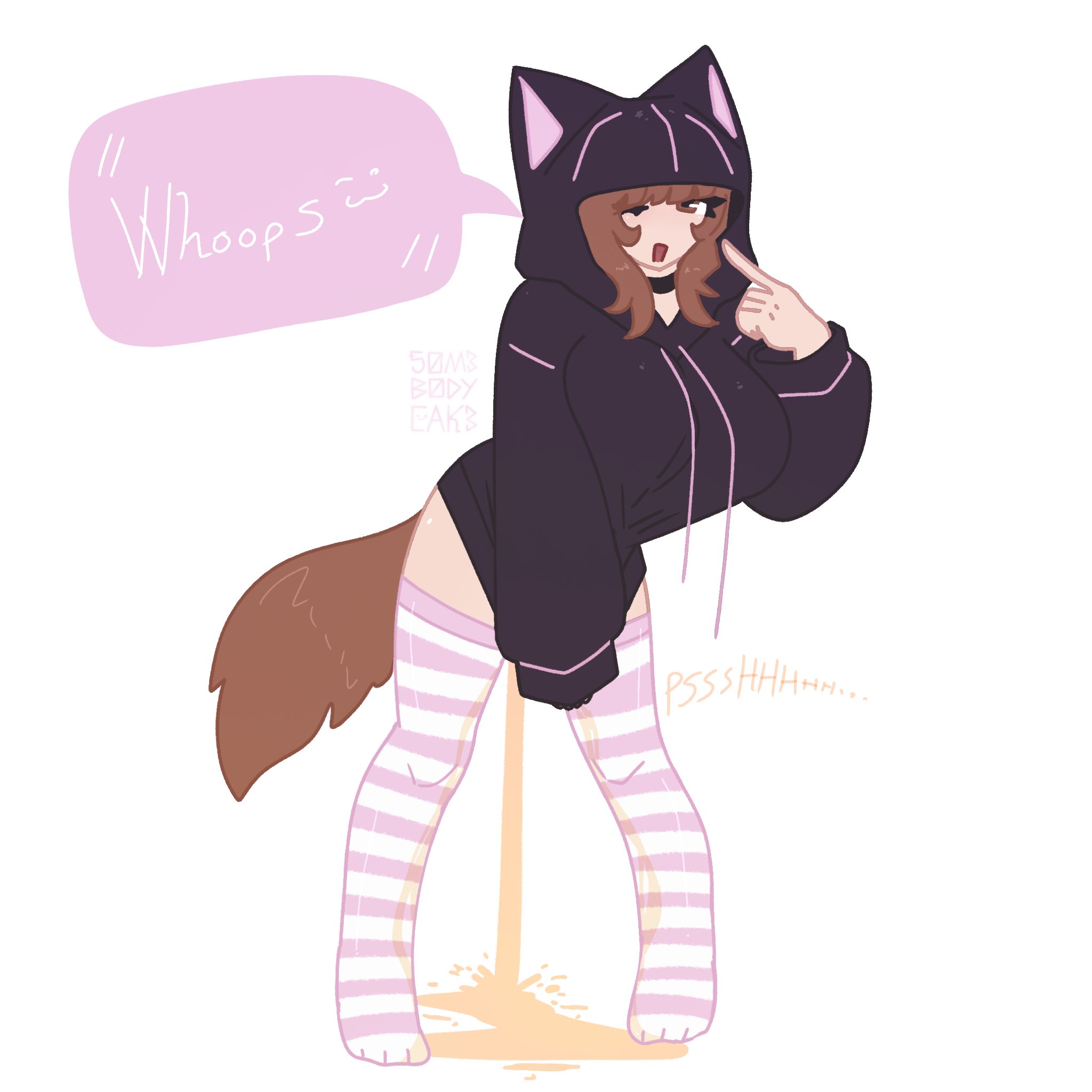 1girls, 50m3b0dyc4k3, big breasts, breasts, choker, female, female focus, female only, hoodie, intentional pants wetting, kemonomimi, omorashi, peeing, peeing self, solo, solo female, solo focus, standing, standing pee, stockings, tagme, tail, thigh highs, urinating, urinating female, urination, urine, watersports, wetting