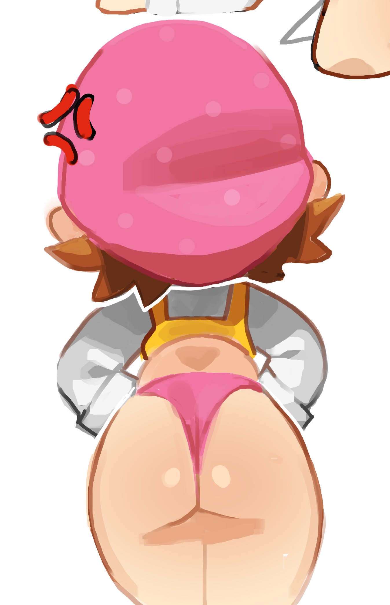 1girls, ass, ass focus, back view, bingledingus, cooking mama, female, human, mama (cooking mama), panties, pink panties, sfw, shiny ass, sketch, solo, solo female, white background