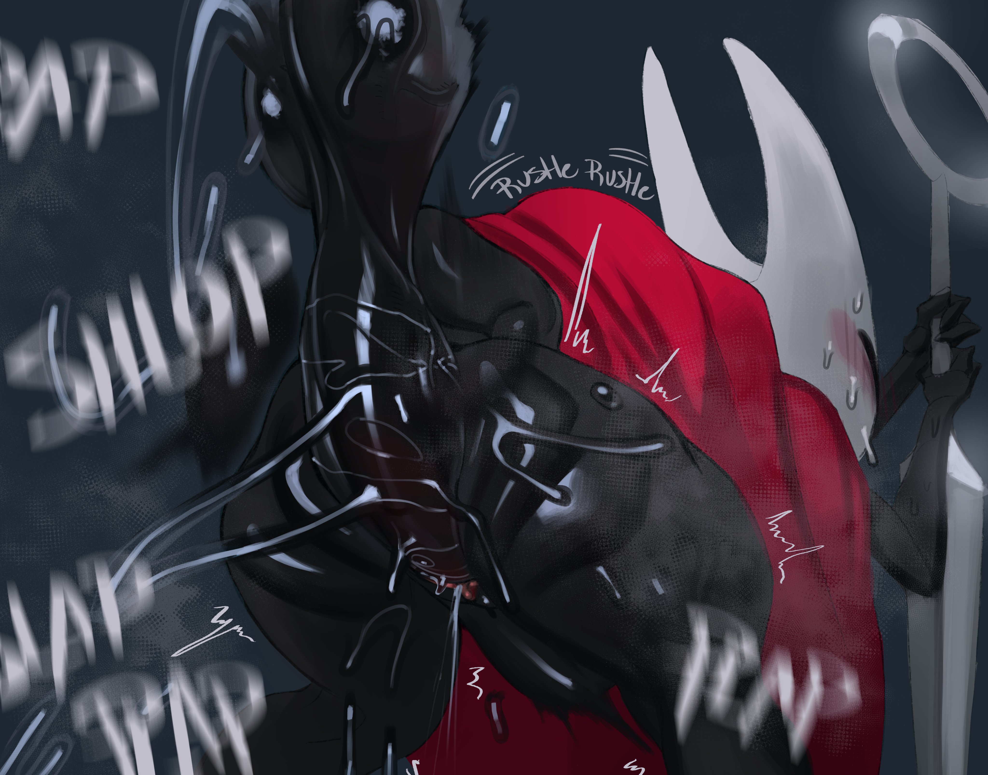 1boy, 1girls, 2 horns, alternate body type, alternate breast size, arthropod, artist name, big ass, big breasts, big butt, black body, black skin, breasts, bubble ass, bubble butt, bug, bug girl, female, hironsfw, hollow knight, hollow knight: silksong, hornet (hollow knight), incest, large ass, large breasts, large butt, male, protagonist (hollow knight), silksong, the knight (hollow knight)