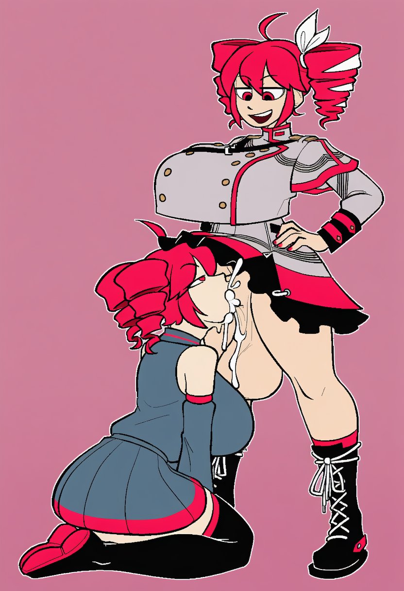 2girls, ai generated, ai slop, cum, deepthroat, kasane teto, kasane teto (sv), selfcest, voidedmelon