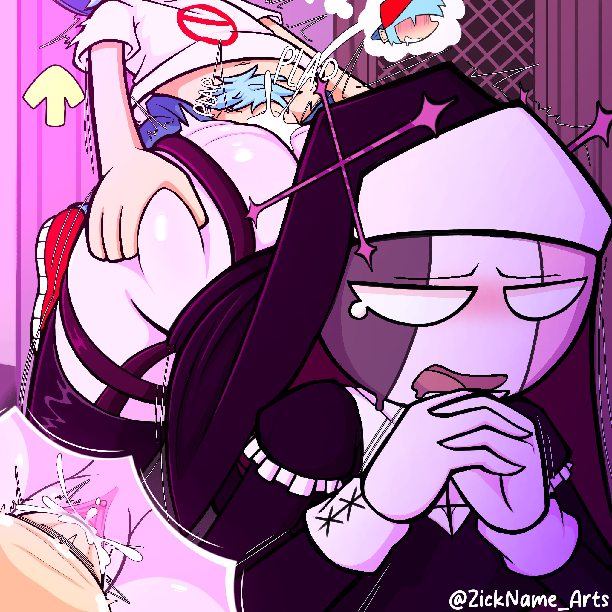 blue hair, boyfriend (friday night funkin), cheating, church, clothed sex, cum, cum in pussy, cum inside, female, friday night funkin, friday night funkin mod, mid-fight masses, nun, praying, pubic hair, pussy, sarvente (dokki.doodlez), sarvente (friday night funkin), sex, tagme, vaginal penetration, vaginal sex, zickname