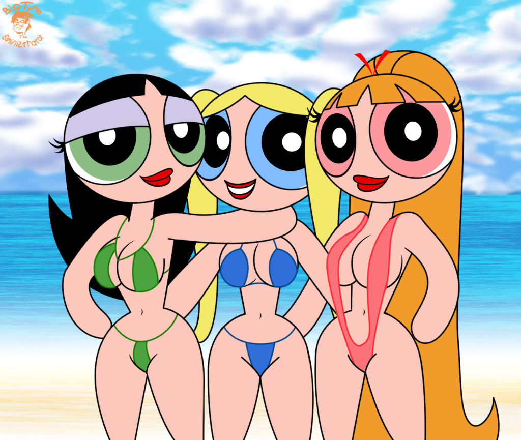 2016 3girls aged_up beach bigtyme bikini black_hair blonde_hair blossom_(powerpuff_girls) blue_bikini blue_eyes breasts bubbles_(powerpuff_girls) buttercup_(powerpuff_girls) cartoon_network eyelashes female female_only green_bikini green_eyes hyper_eyes light-skinned_female light_skin lipstick long_hair looking_at_viewer micro_bikini older orange_hair outdoors pale-skinned_female pale_skin pink_eyes ponytail powerpuff_girls red_bikini sling_bikini standing swimsuit teen theedministrator765 thong thong_bikini twintails