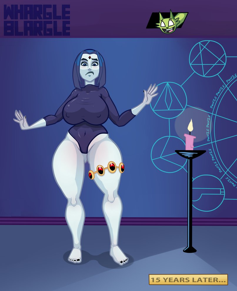 1boy, 1girls, ass, beast boy, breasts, cartoon network, dc, dc comics, female, garfield logan, huge ass, huge breasts, leotard, male, rachel roth, raven (dc), teen titans, thick, voluptuous, whargleblargle, wide hips