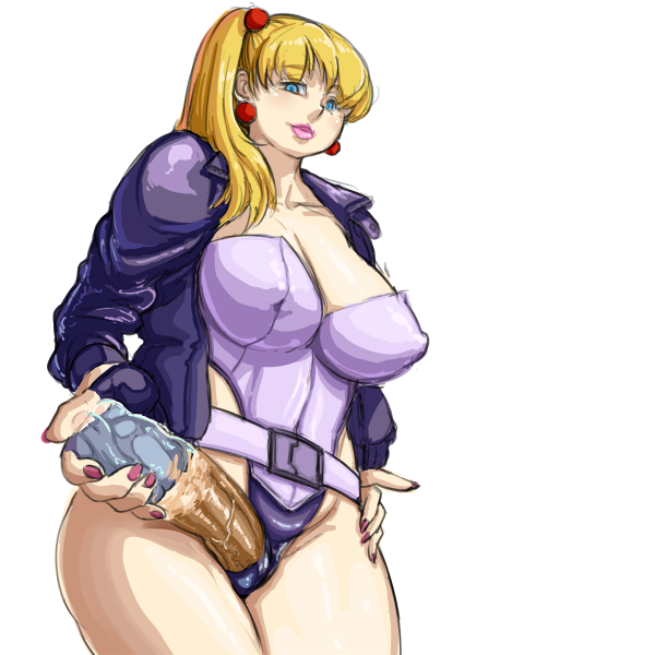 1futa bimbo blonde_hair blue_eyes breasts cleavage condom condom_on_penis cosplay erection eva_(neone-x) futa_only futa_sans_balls futanari ghost_in_the_shell ghost_in_the_shell_stand_alone_complex intersex jacket kusanagi_motoko_(cosplay) large_breasts large_penis leotard neone-x penis ponytail solo tied_hair uncensored white_background