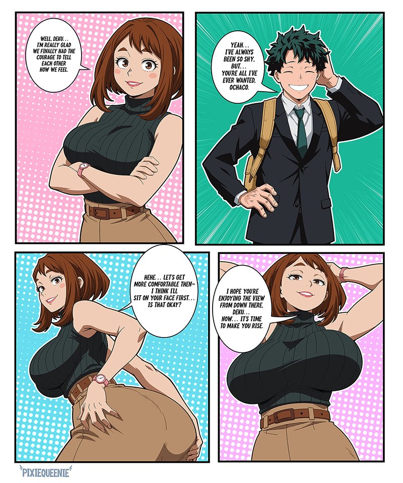 1boy, 1boy1girl, 1girls, big ass, big breasts, big thighs, boku no hero academia, breasts, chest, curvaceous, curvy, curvy figure, deku, digital media (artwork), female, hips, hourglass figure, huge ass, huge breasts, huge thighs, izuku midoriya, large ass, large breasts, large thighs, light skin, light-skinned female, male, male/female, mature, mature female, midoriya izuku, my hero academia, my hero academia (finale), ochako uraraka, pixiqueenie, post-timeskip, slim waist, straight, thick, thick hips, thick legs, thick thighs, thighs, uraraka ochako, uravity, voluptuous, waist, wide hips, wide thighs
