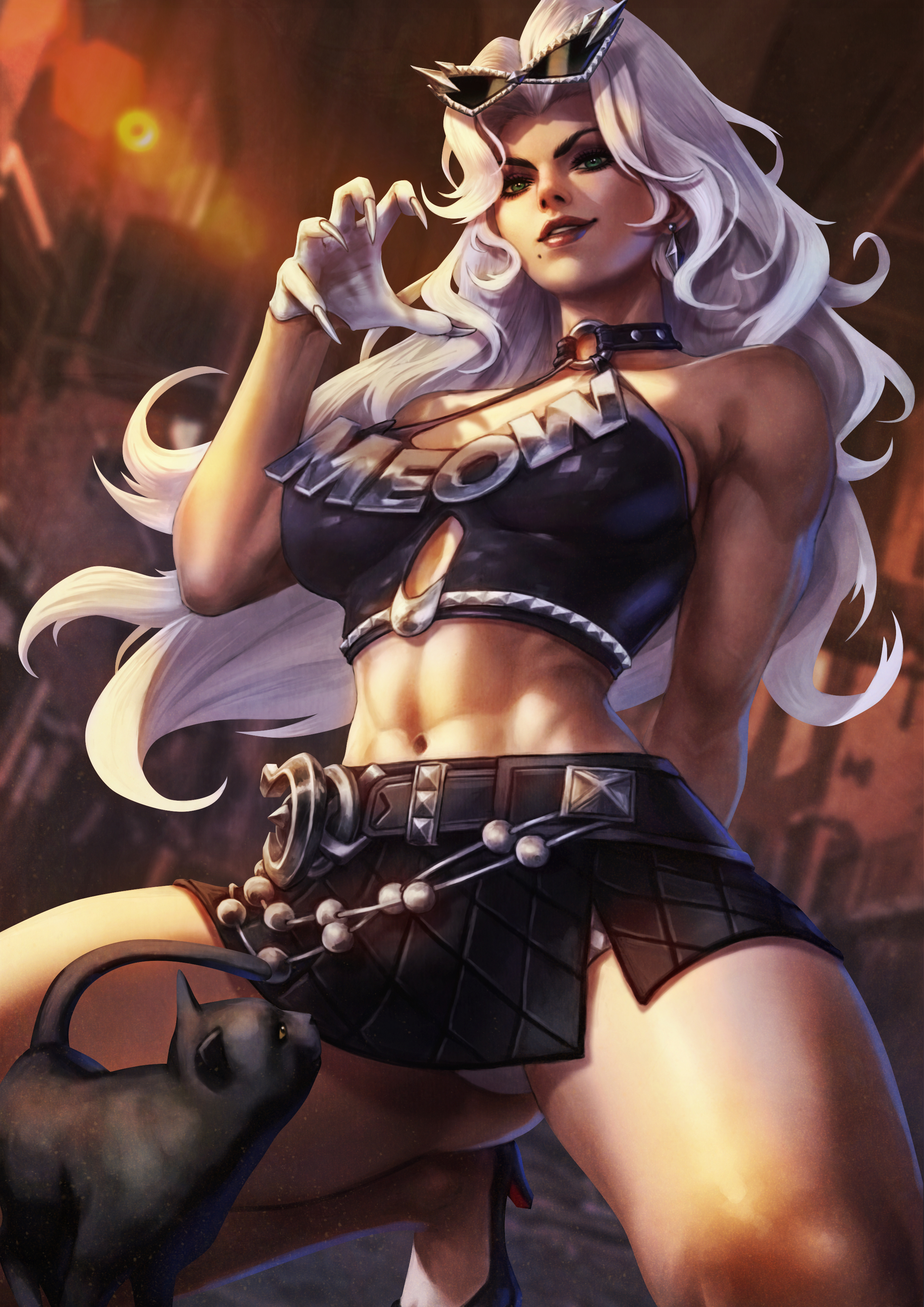1girls, 2026, 2d, abdominals, abs, alluring, athletic, athletic female, big breasts, black cat (marvel rivals), black cat (marvel), black cat (urban predator), breasts, bursting breasts, cat, choker, claws, clothed, collar, color, colored, curvaceous, curvaceous body, curvaceous female, curvaceous figure, curvaceous hips, curvy, curvy body, curvy female, curvy figure, curvy hips, enticing, felicia hardy, female, fully clothed, gloves, green eyes, high resolution, highres, hips, huge breasts, large breasts, light skin, light-skinned female, long hair, looking at viewer, marvel, marvel comics, marvel rivals, massive breasts, monori rogue, monorirogue, panties, pinup, red lipstick, seducing, seductive, seductive look, solo, solo female, spider-man (series), squatting, squatting female, squatting pose, squatting position, superheroine, teasing, teasing viewer, temptation, tempting, tempting viewer, thick, thick breasts, thick hips, thick thighs, voluptuous, voluptuous female, white hair, wide hips