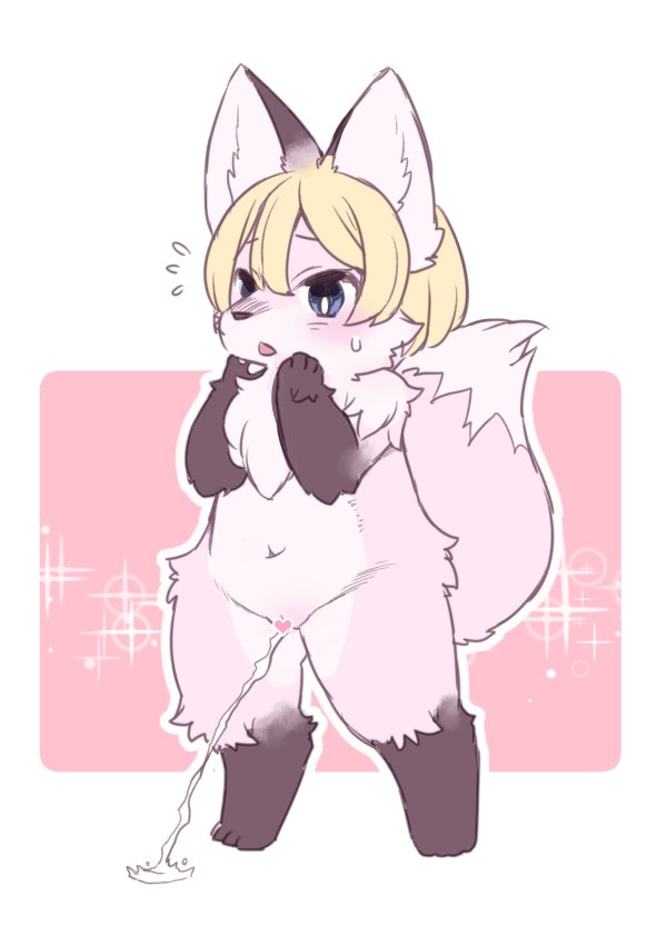 blonde_hair blue_eyes censored dangan fox furry heart_censor pussy short_hair