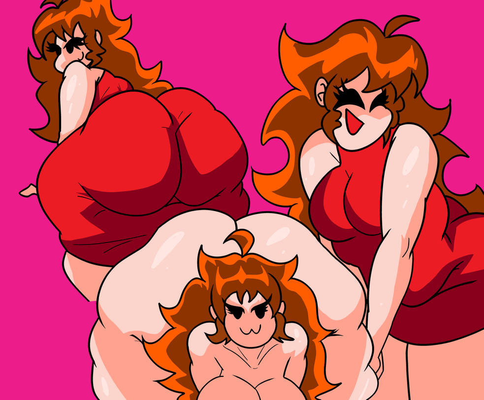 ass bigger than breasts, ass bigger than head, ass focus, atompunk456, auburn hair, bbw, big ass, big breasts, chubby, chubby belly, chubby female, clothed, clothing, dress, fat ass, friday night funkin, girlfriend (friday night funkin), hourglass figure, hourglass figured female, huge ass, huge thighs, large breasts, long hair, round ass, smaller breasts, thick thighs, thighhighs, thighs, wide hips