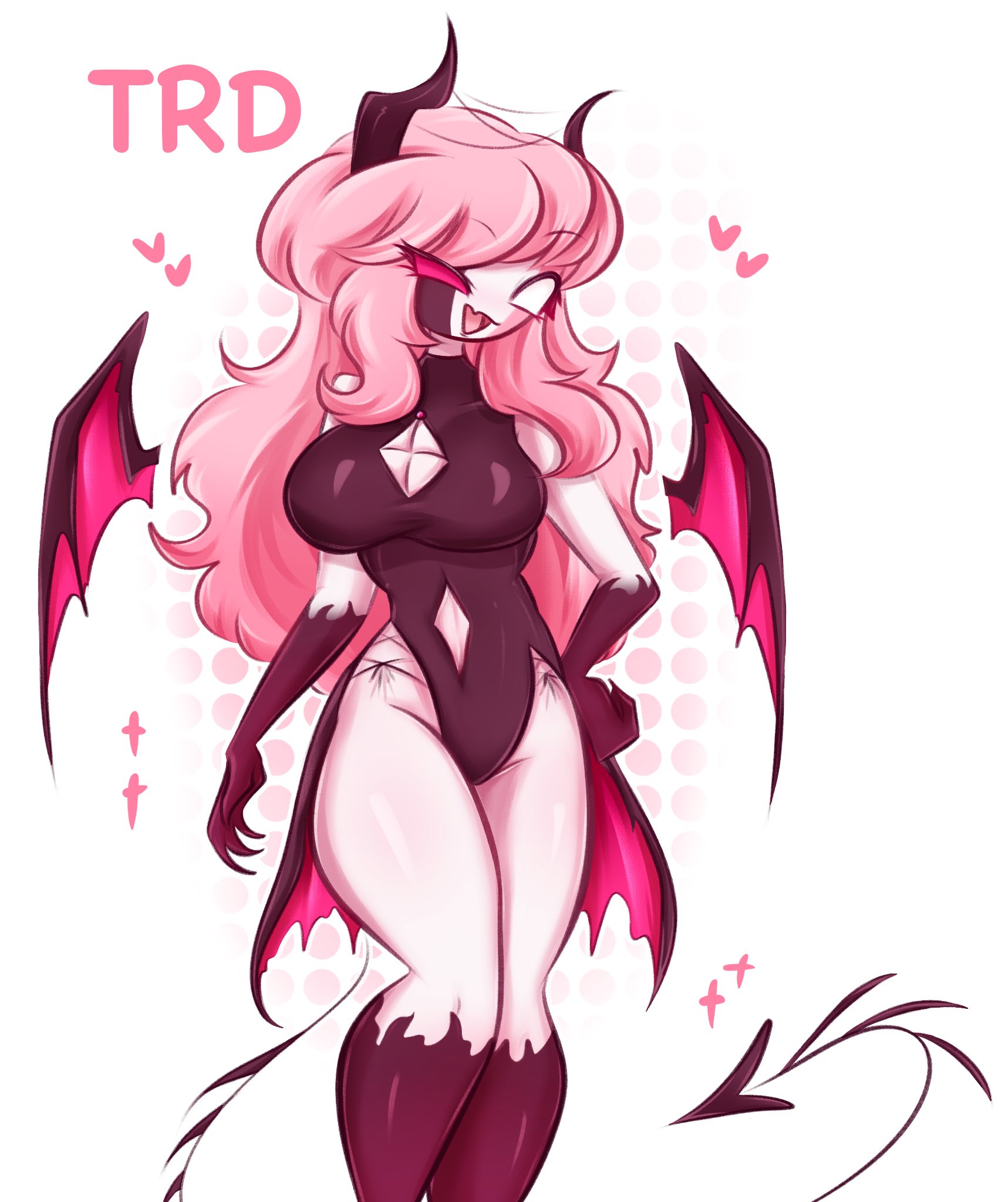 1girls, breasts, demon girl, friday night funkin, friday night funkin mod, sarvente (dokki.doodlez), sarvente (friday night funkin), solo, trd-yo, wings