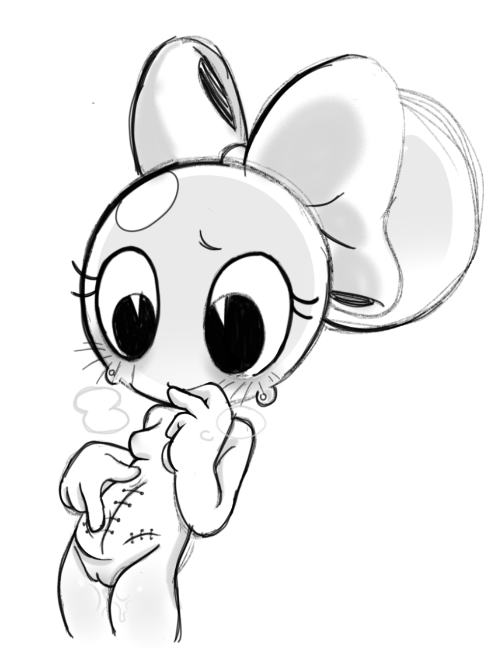 dandy's world, hysterectomy, naked female, nude, poppy (dandy's world), scars, sketch, spayed, surgery scars, sweaty