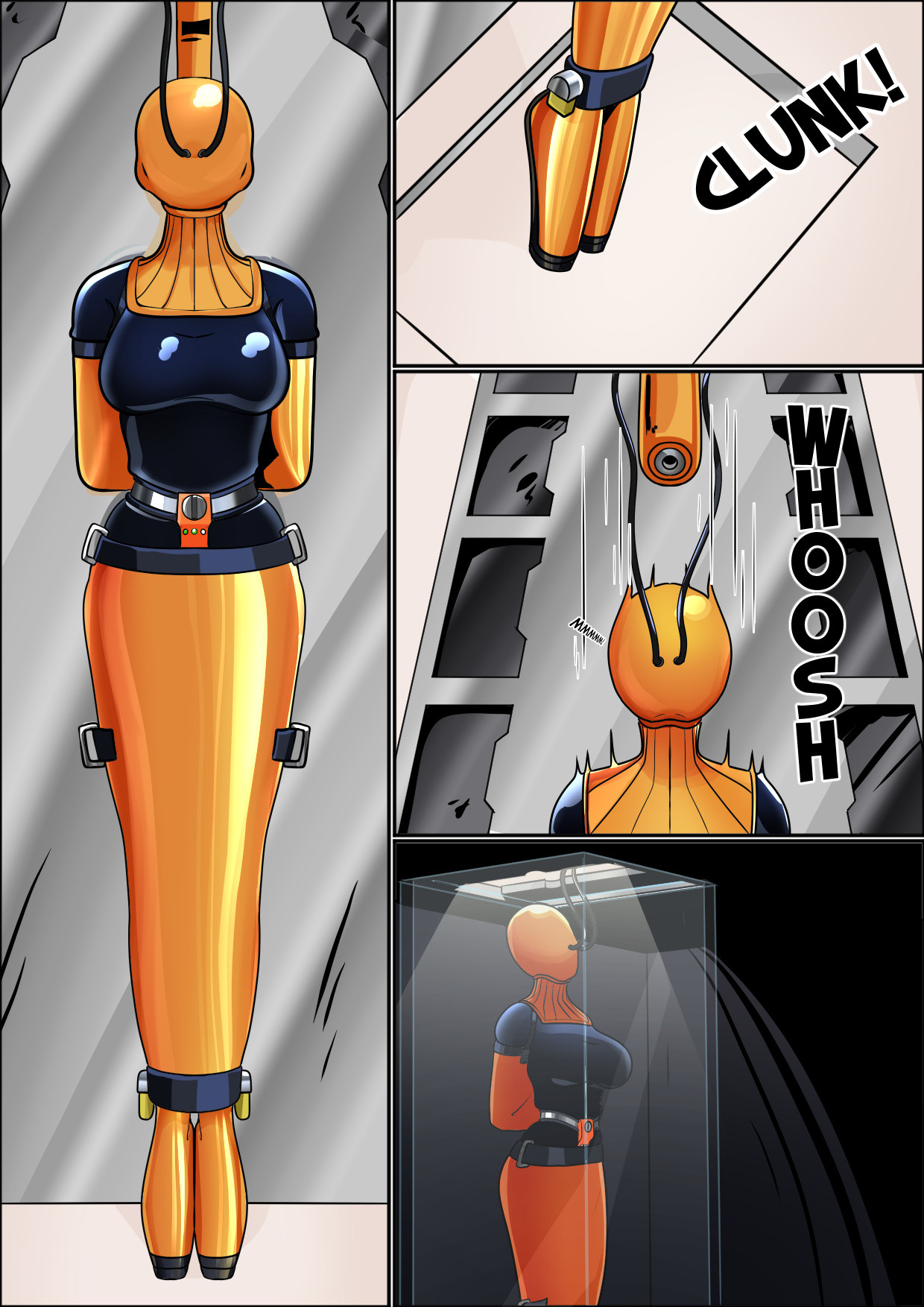 1girls, armbinder, bodysuit, bondage, boxbinder, chastity, chastity belt, chastity device, comic, female, female chastity, female only, femsub, helpless, high quality, horny jail, latex, permanent bondage, permanent chastity, plasma-dragon, prison, prisoner, sensory deprivation, sensory deprivation hood, stasis chamber, stasis tank, virtual youtuber, vtuber