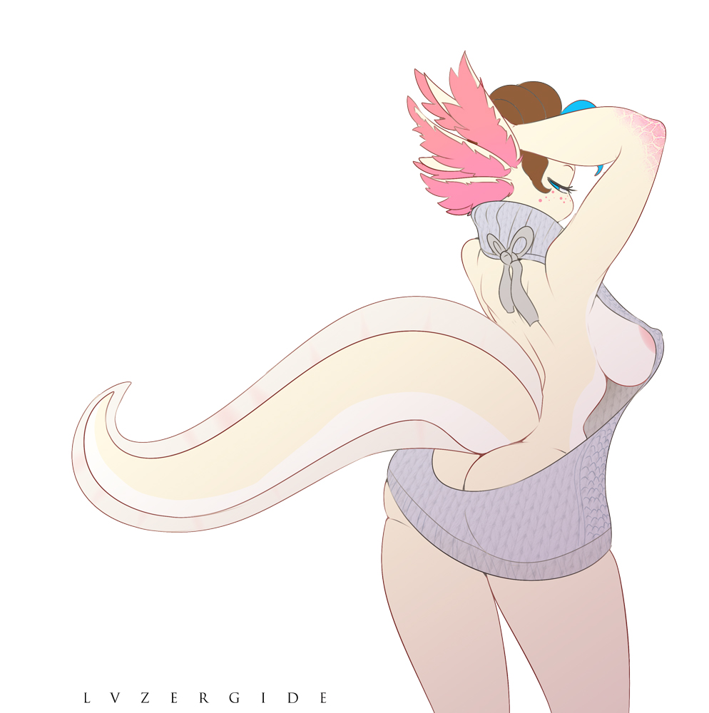 axolotl breasts female lysergide poni_(lysergide) reptile scalie tagme tail virgin_killer_sweater