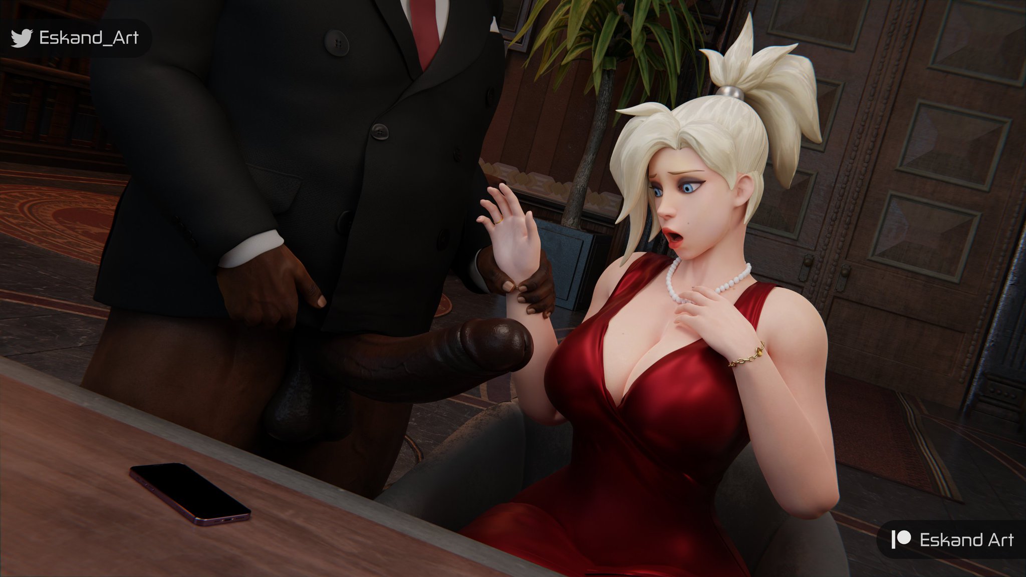 1boy, 1girls, 3d, activision, angela ziegler, ass, ass bigger than head, big ass, big breasts, blizzard entertainment, breasts, breasts bigger than head, curvaceous, curvy, curvy figure, dark skin, dark-skinned male, eskandart, female, hips, hourglass figure, interracial, light skin, light-skinned female, male, male/female, mature, mature female, mature male, mercy, overwatch, overwatch 2, slim waist, straight, thick, thick hips, thick legs, thick thighs, thighs, voluptuous, waist, wide hips