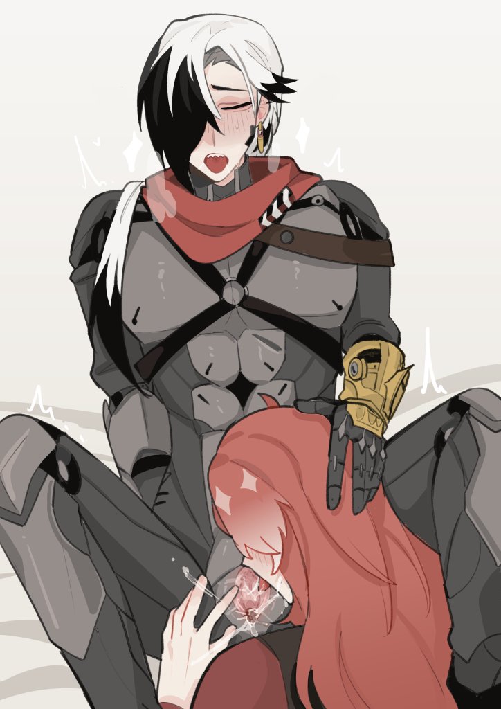 argenti (honkai: star rail), boothill (honkai: star rail), cuntboy, honkai (series), honkai: star rail, intersex, licking pussy, pussy, red hair, robot, tagme, white hair