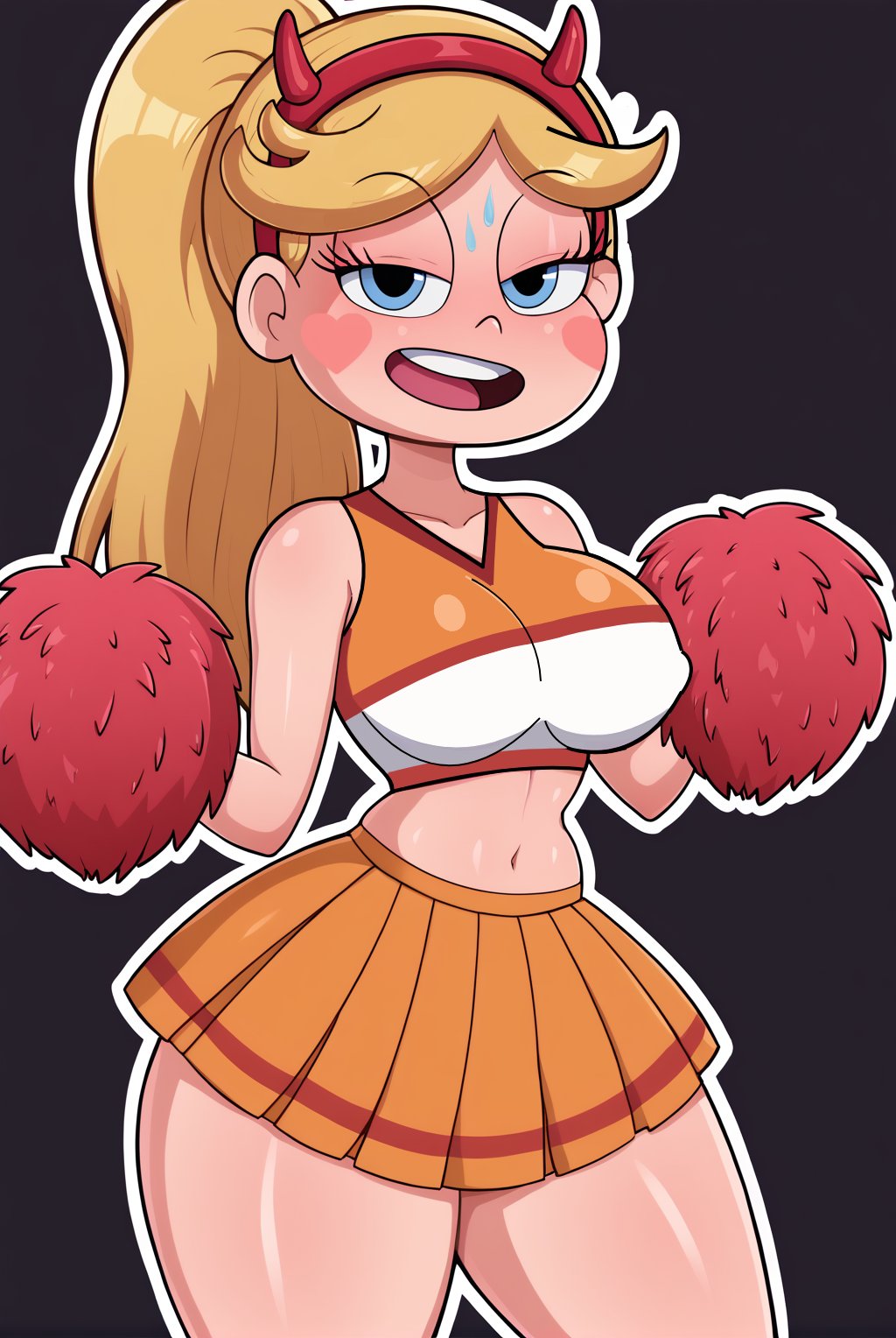 1female, 1girls, ai generated, big breasts, breasts, cats62, female, solo, solo female, star butterfly, star vs the forces of evil, thick thighs