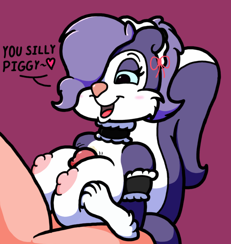 2017 anthro big_breasts blush breasts clothing domestic_pig duo female fifi_la_fume fur hair hamton_j_pig maid_uniform male mammal mr.under nipples nude open_mouth paizuri penis pig purple_fur purple_hair ribbons sex simple_background skunk smile straight text tiny_toon_adventures uniform warner_brothers