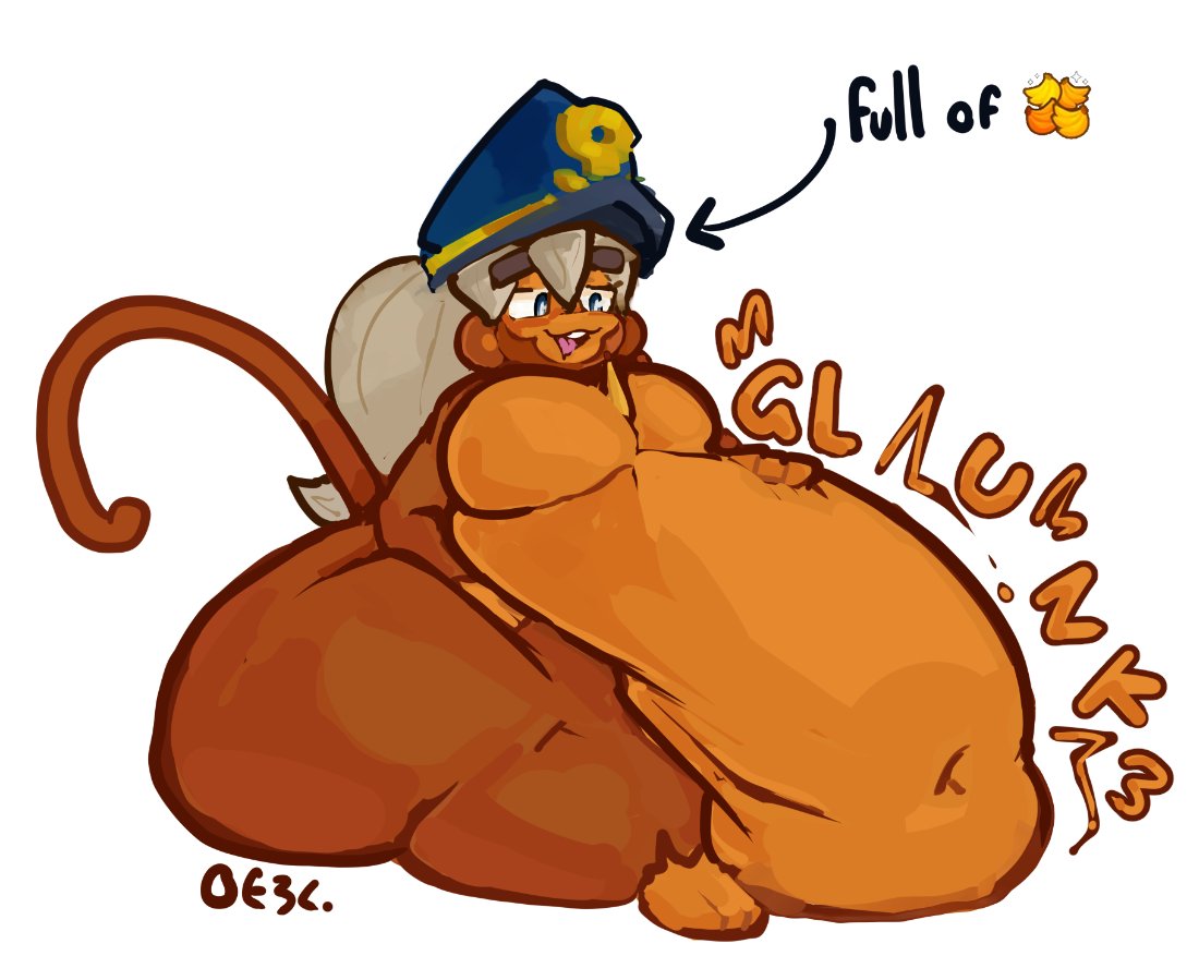 1girls admiral_brickell anthro bloons_tower_defense errantheart fat hat huge_ass huge_breasts hyper hyper_belly monkey monkey_girl nude nude_female obese obese_female onomatopoeia solo solo_female weight_gain