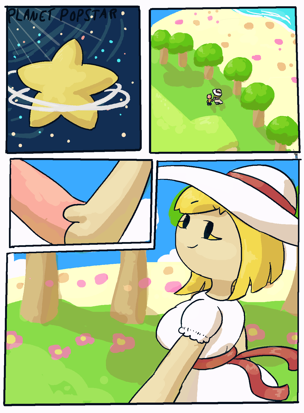 beach comic kirby_(series) macareunsfw tomato_(okami_tomato) water white_dress wholesome zan_partizanne zxtomatofan