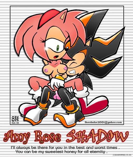 2003 8horns amy_rose anthro black_hair breasts color exposed_torso female footwear front_view fur furry furry_only handwear handwear_and_footwear_only hedgehog male mammal pink_hair sega sex shadow_the_hedgehog short_hair sitting sonic_(series) straight straight_hair uncensored