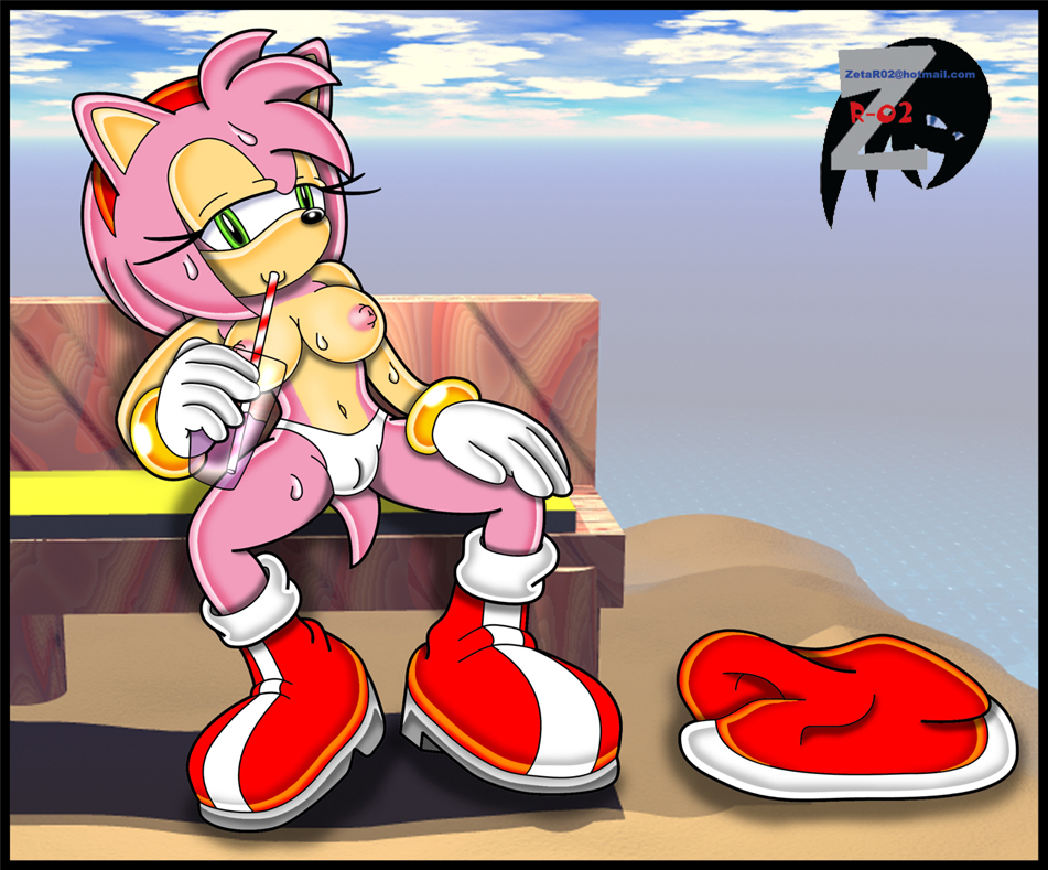 1girls amy_rose areola beige_skin big_breasts breasts cameltoe clothes clothes_on_floor color female female_only fur furry hedgehog nipples panties pink_fur sega sitting skin solo sonic_(series) straight_hair topless uekawa_style uncensored zetar02