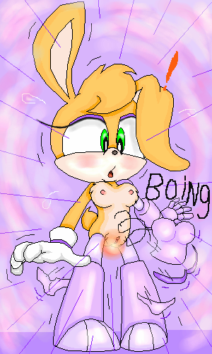 1girls archie_comics blush breasts bunnie_rabbot bunny crossed_eyes cybernetic_arm cybernetic_legs female green_eyes leotard nipples panties purple_background purple_highlights pussy rabbit sega sonic_(series) sound_effect straight_hair tagme toonpimp wardrobe_malfunction white_glove yellow_fur