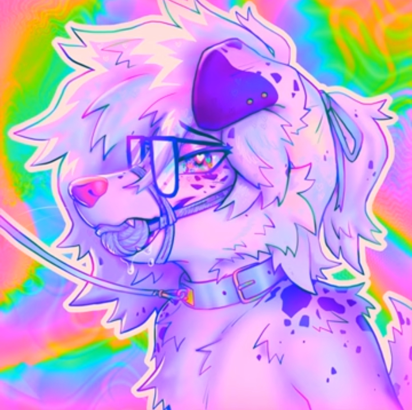 collar fluffy furry glasses knot pent_up_pup piercings ribbon tail yarn_ball