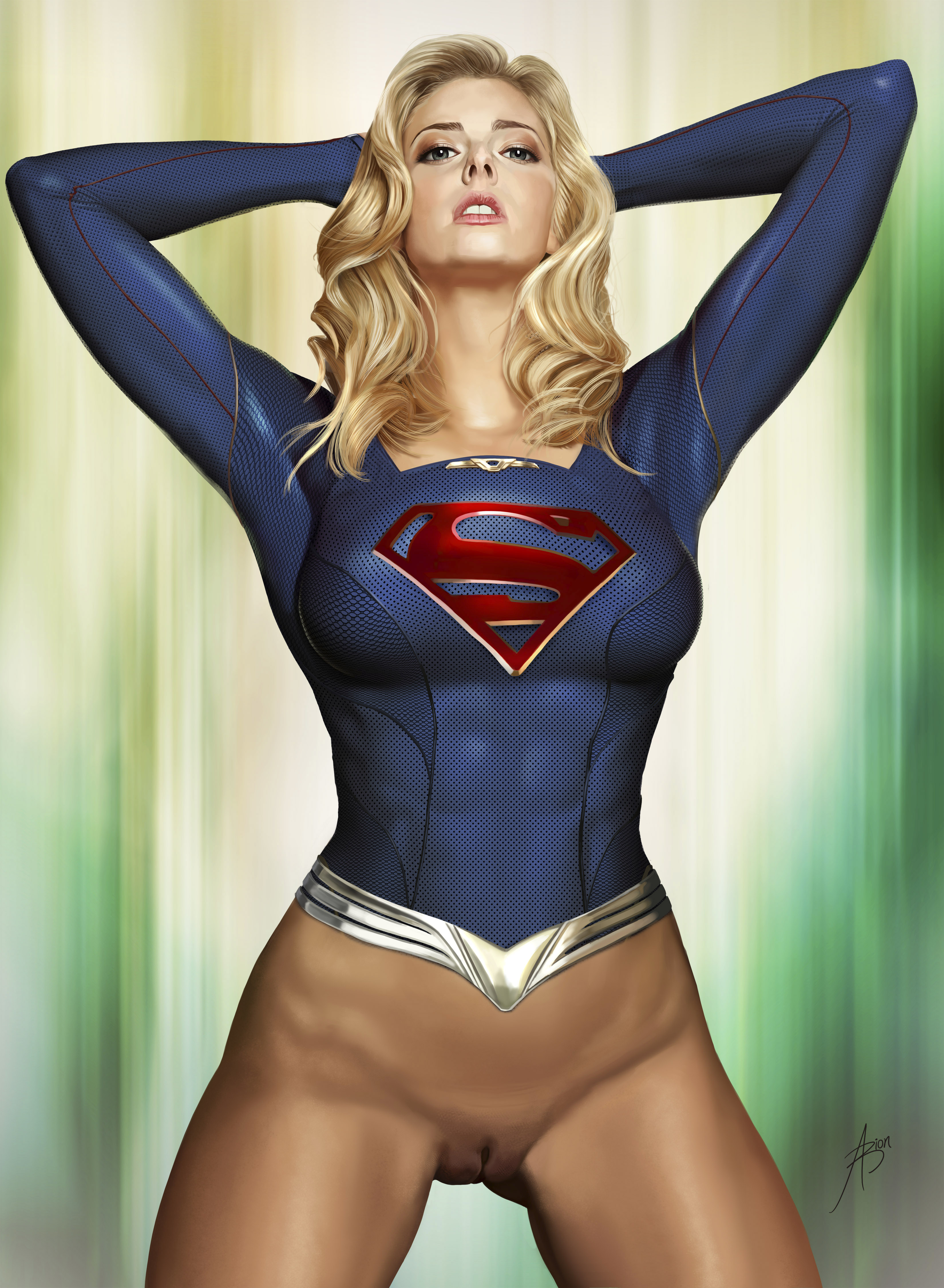 arion69, arrowverse, blonde hair, bottomless, dc, dc comics, female, innie pussy, kara danvers, kara zor-el, pussy, shaved pussy, supergirl, supergirl (cw), superman (series), vagina, victoria winters