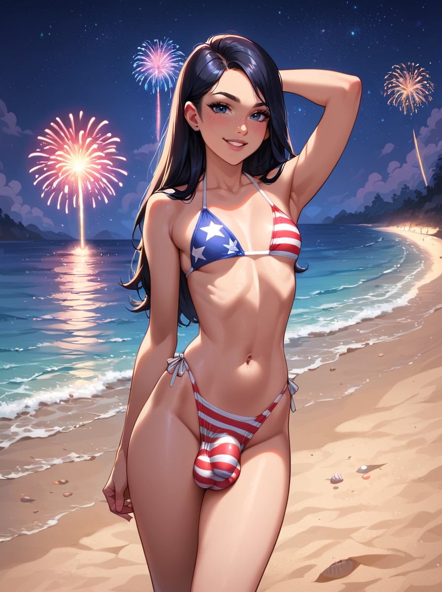 1futa 4th_of_july ai_generated american_flag_bikini ball_bulge balls balls_in_panties balls_under_clothes beach bulge dickgirl flaccid flaccid_penis flat_chest futa_only futanari intersex looking_at_viewer makychan mostly_clothed outdoors outside panties panty_bulge partially_clothed patriotic_clothing penis penis_bulge penis_in_panties penis_under_clothes