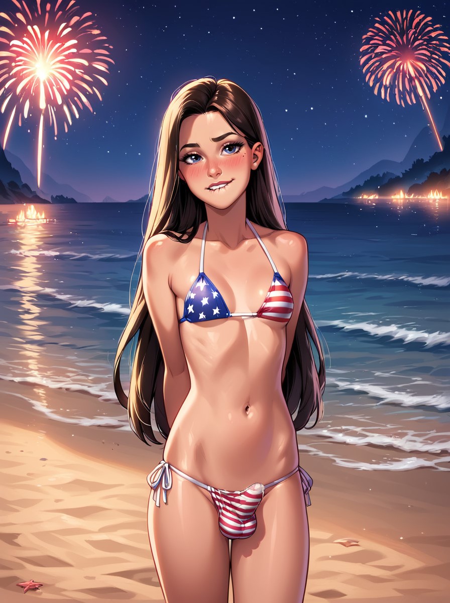 1futa 4th_of_july ai_generated american_flag_bikini ball_bulge balls balls_in_panties balls_under_clothes beach dickgirl embarrassed erect_penis erection erection_in_panties erection_under_clothes flat_chest futa_only futanari intersex looking_at_viewer makychan mostly_clothed outdoors outside panties panty_bulge partially_clothed patriotic_clothing penis penis_bulge penis_in_panties penis_under_clothes precum precum_drip small_penis tenting