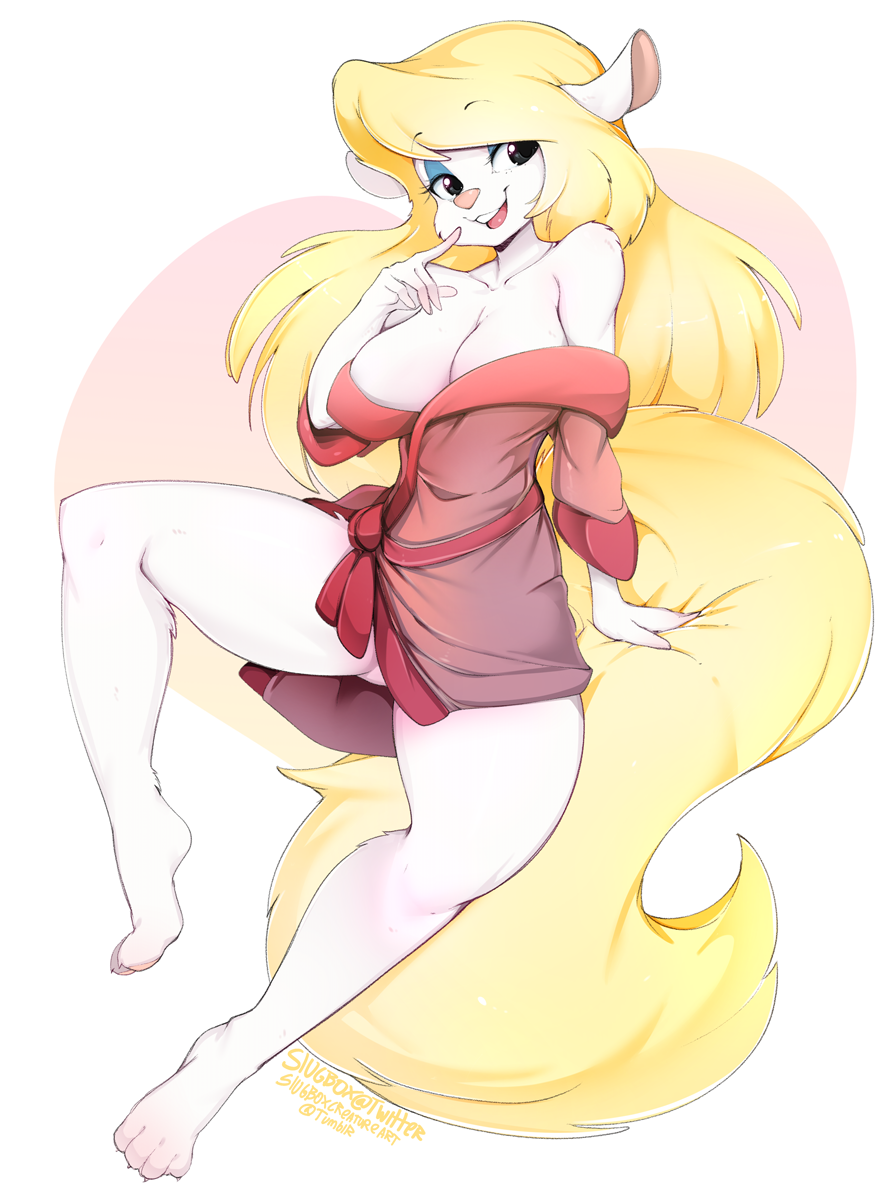 animaniacs anthro bathrobe blonde_hair female furry minerva_mink mink pink_bathrobe pink_robe slugbox solo