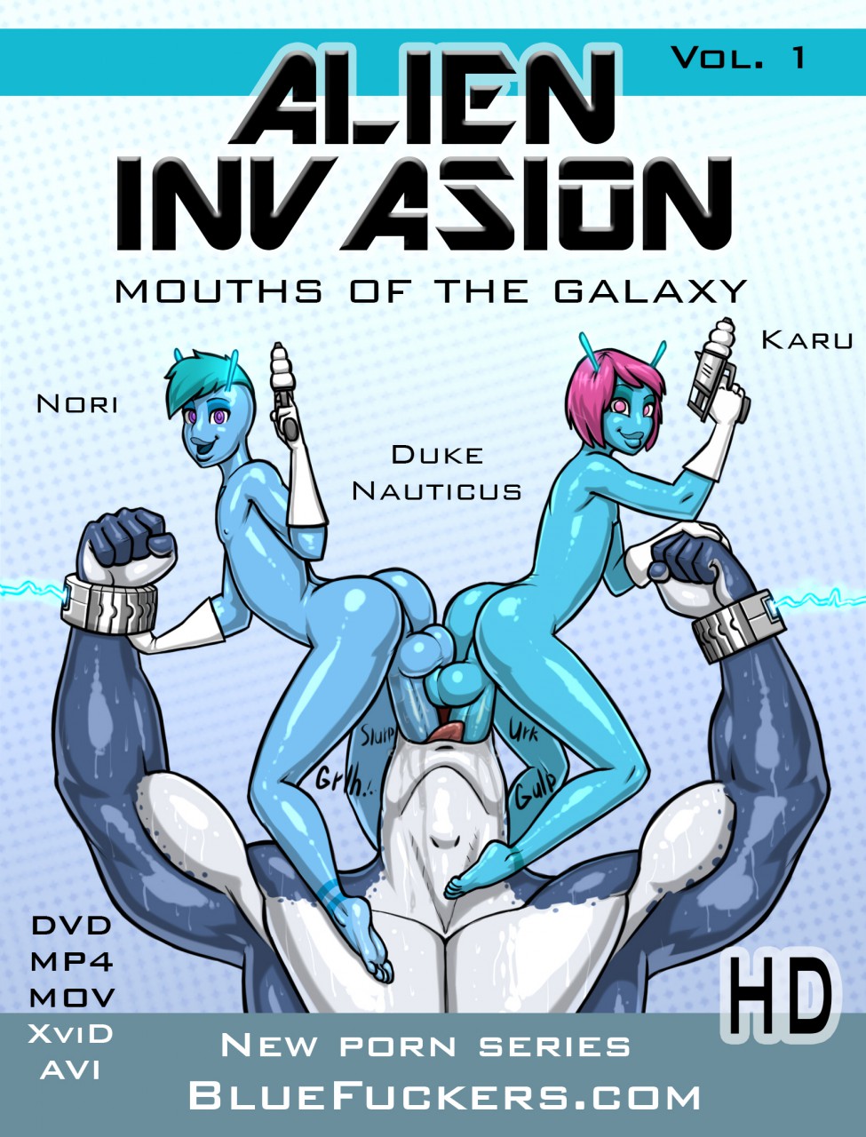 alien anthro balls big_penis blue-skinned_male double_barrel_blowjob double_fellatio double_oral duke_nauticus english_text erection fellatio femboy fish gastropod gay girly group group_sex humanoid_penis hung_trap interspecies kostos_art larger_male male male_only marine muscular muscular_male oral penis restrained sex shackles shark size_difference slug small_dom_big_sub smaller_male smile sweat text threesome two_dicks_one_mouth yaoi