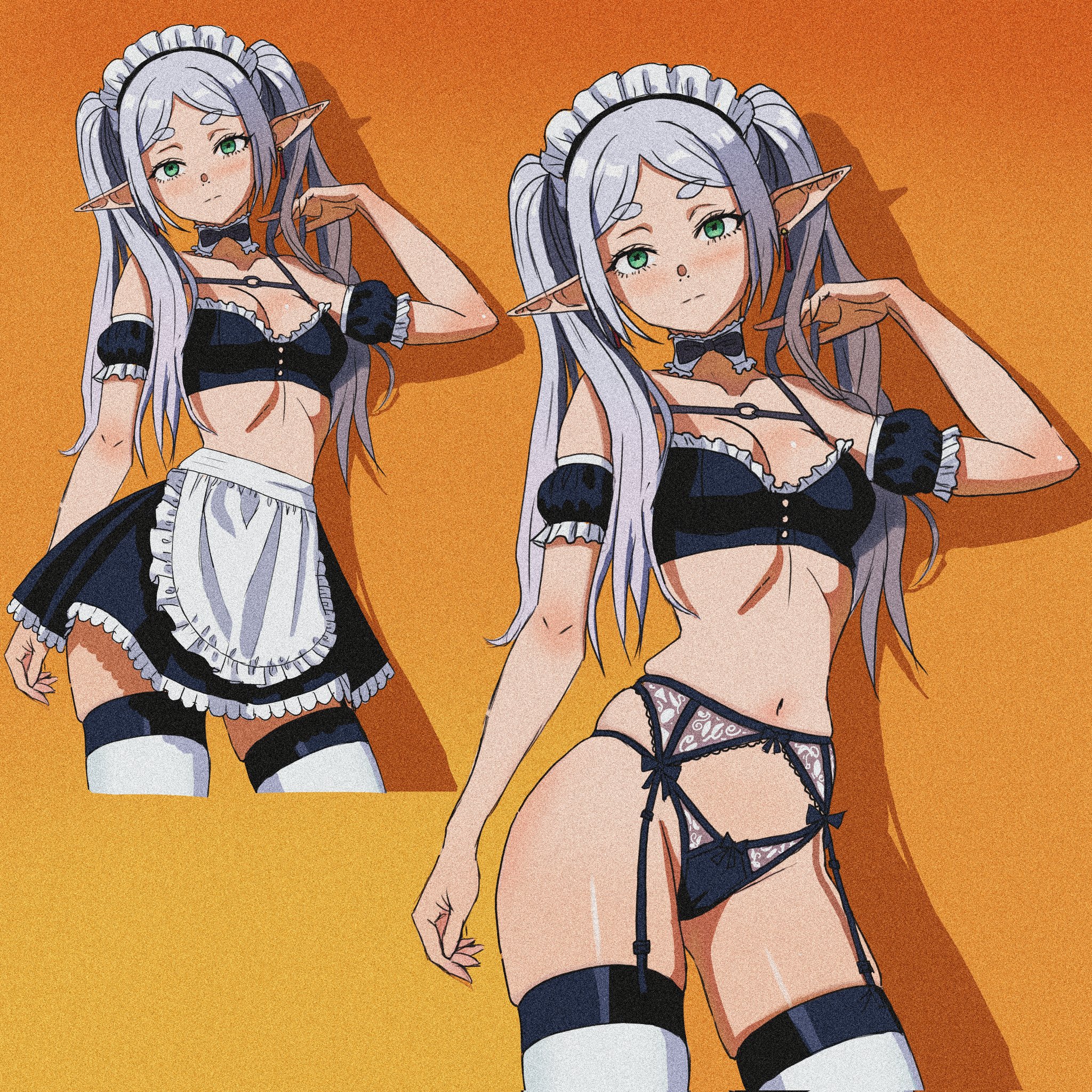 1girls, elf, elf ears, frieren, frieren beyond journey's end, josivalart, maid, sousou no frieren