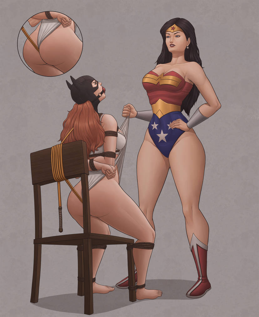arms behind back, ass, ball gag, barbara gordon, barefoot, batgirl, batgirl (barbara gordon), bondage, bound, bound arms, clothed female nude female, crotch rope, dc comics, female, female only, femdom, femsub, frontal wedgie, gag, gagged, heroine, interrogation, jump rope, lasso of truth, leotard, matching underwear, mumuffet, panty pull, pussy rope, restrained, restrained arms, restrained legs, restraints, rope, rope bondage, sitting, sitting on chair, superheroine, tied to chair, wedgie, wedgie fetish, wedgied female, white bra, white panties, wonder woman