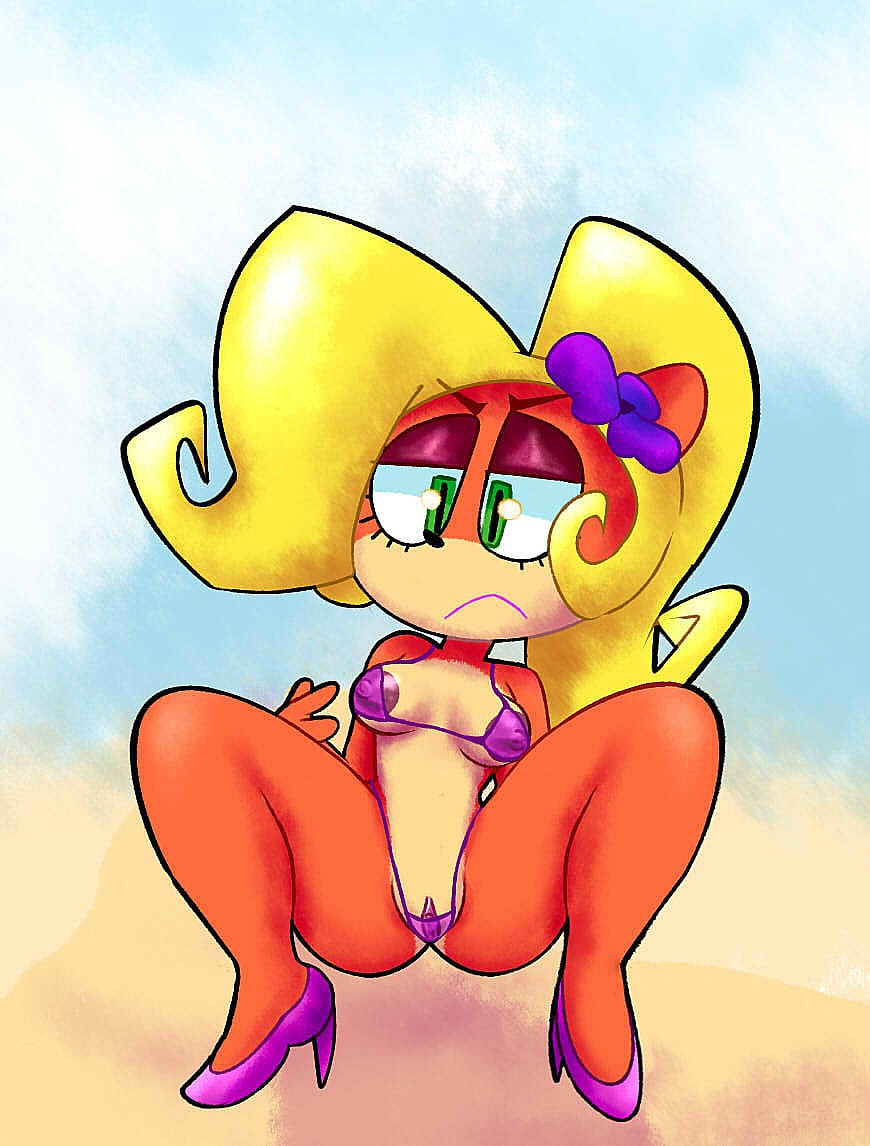 1girls angry anthro bandicoot breasts clothing coco_bandicoot crash_(series) missdetrop panties pussy spreading underwear video_games