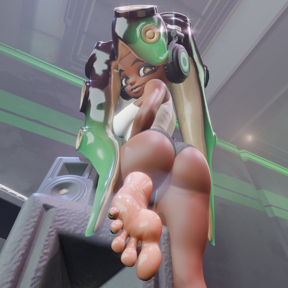 3d, big ass, feet, foot fetish, looking back, marina (splatoon), nintendo, splatoon, splatoon (series), tagme, twintails3d