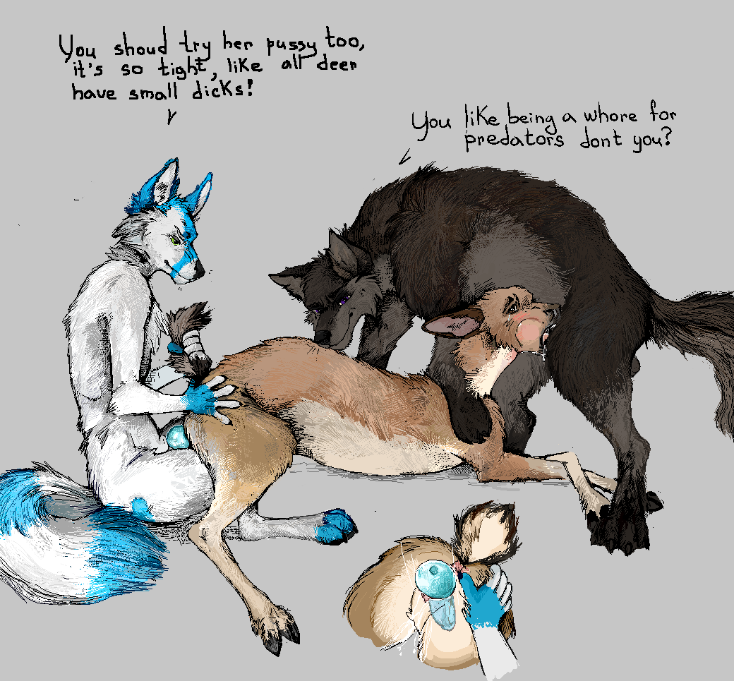 anthro anthro_on_feral anthro_penetrating anthro_penetrating_feral bodily_fluids canid canine canis cum dialogue double_penetration fellatio female feral feral_on_feral feral_penetrated feral_penetrating forced fox from_behind_position genital_fluids genitals group jeffusherb male male/female mammal oral penetration penile penile_penetration penis penis_in_mouth penis_in_pussy predator/prey rape sex spitroast talking_feral trio vaginal_penetration vaginal_penetration wolf zoophilia