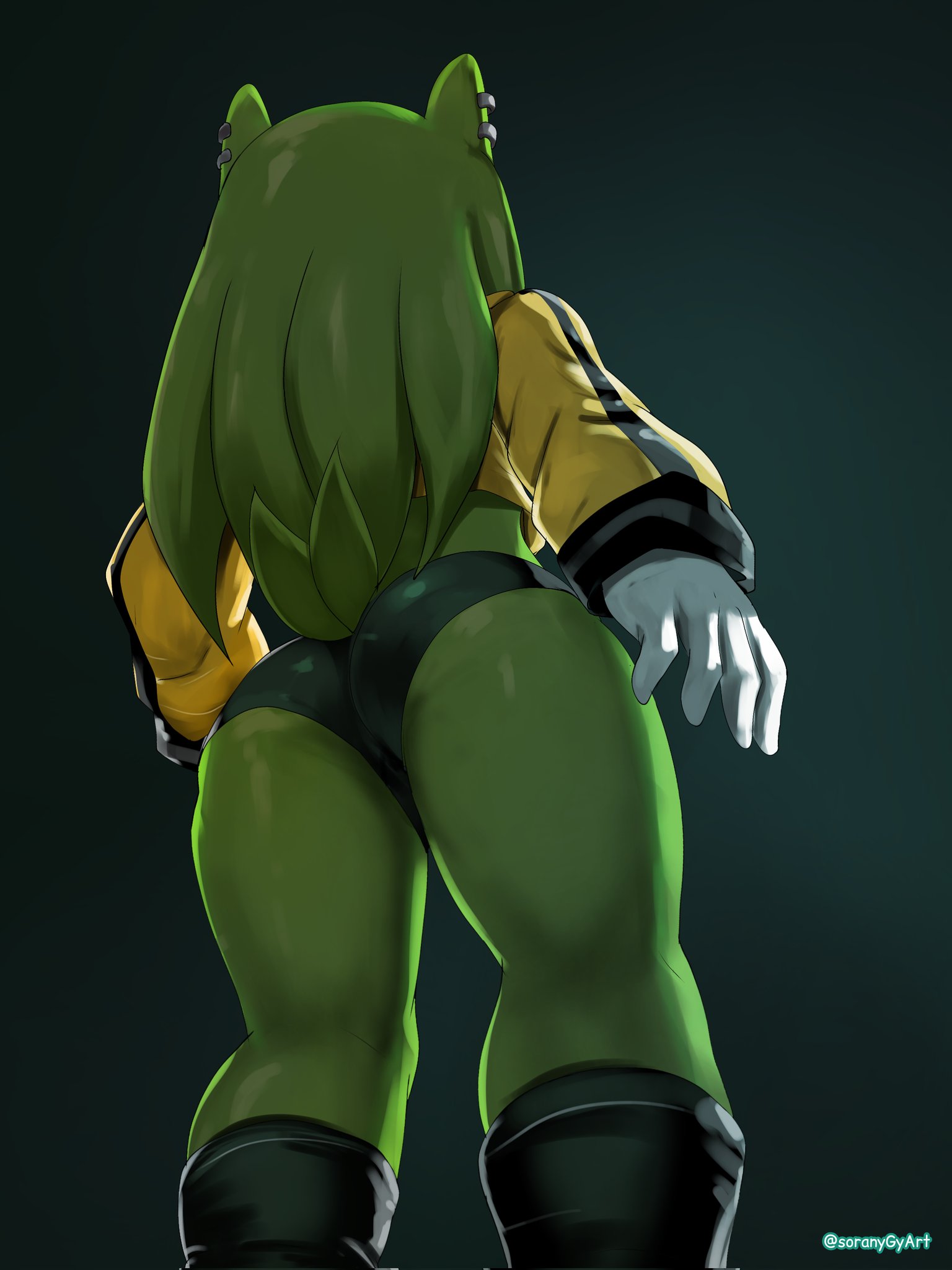 back view, sega, sonic (series), sonic the hedgehog (comics), sonic the hedgehog (idw), sonic the hedgehog (series), soranygy, spandex shorts, surge the tenrec, yellow jacket