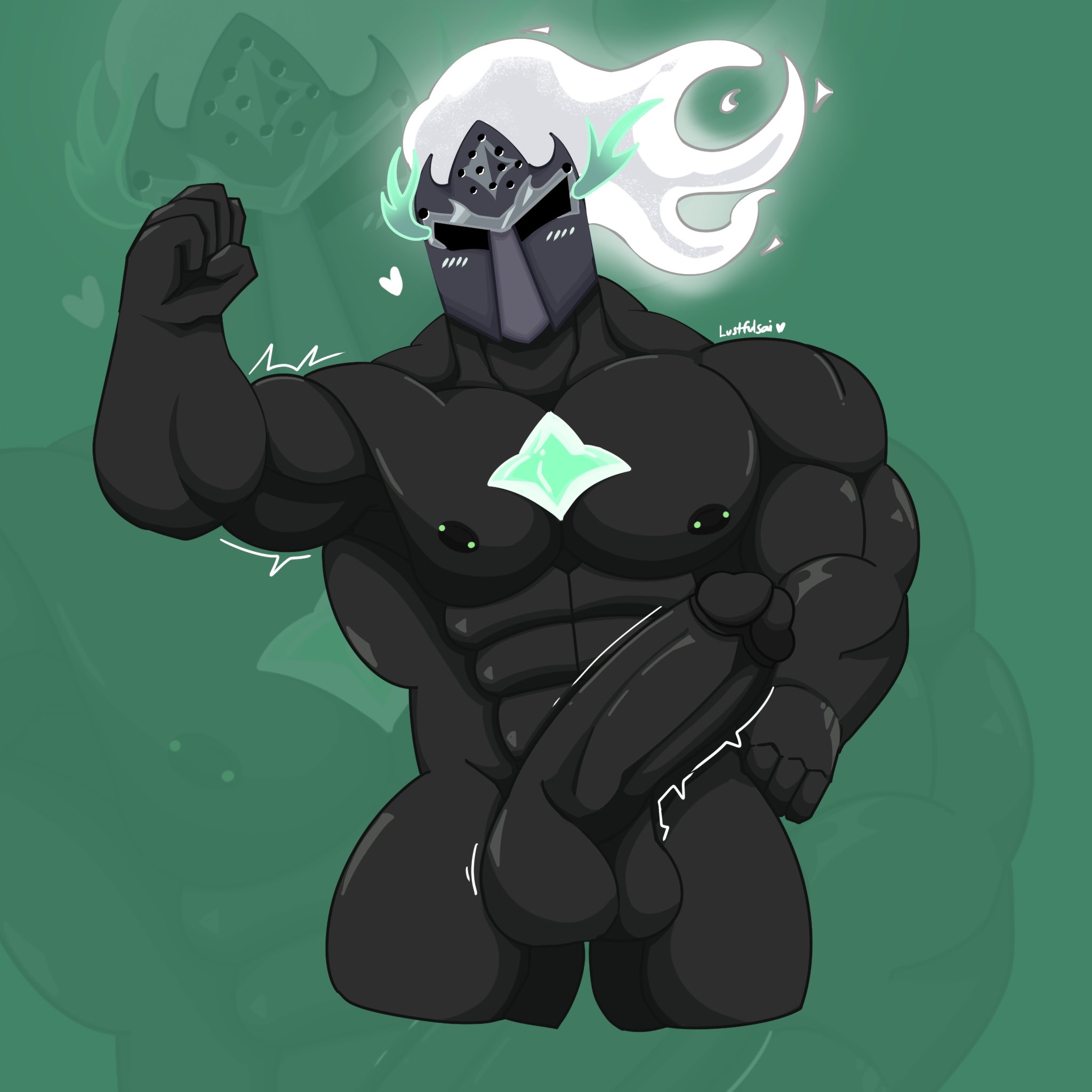 bara, bara tiddies, bara tits, blush face, blush lines, blushed face, blushing male, cookie run, cookie run kingdom, hay, helmet, helmet only, lustfulsai, male only, masked, masked male, masked men, masked only, muscular, muscular male, precorruption silent salt cookie, salt of solidarity, silent salt cookie, thick penis