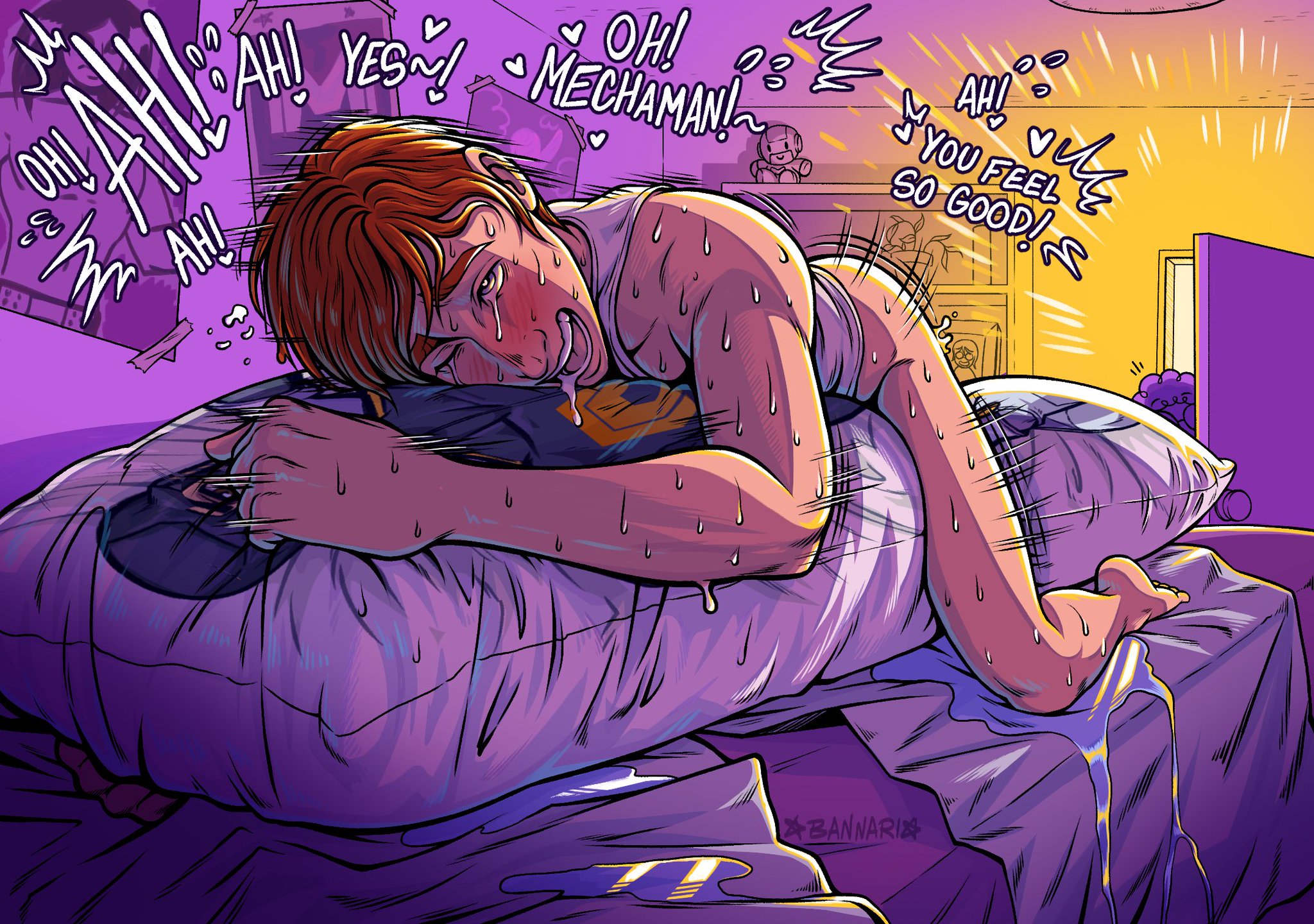 bannari art, caught, dakimakura, dispatch (game), gay, humping, humping pillow, male, waterboy (dispatch), yaoi