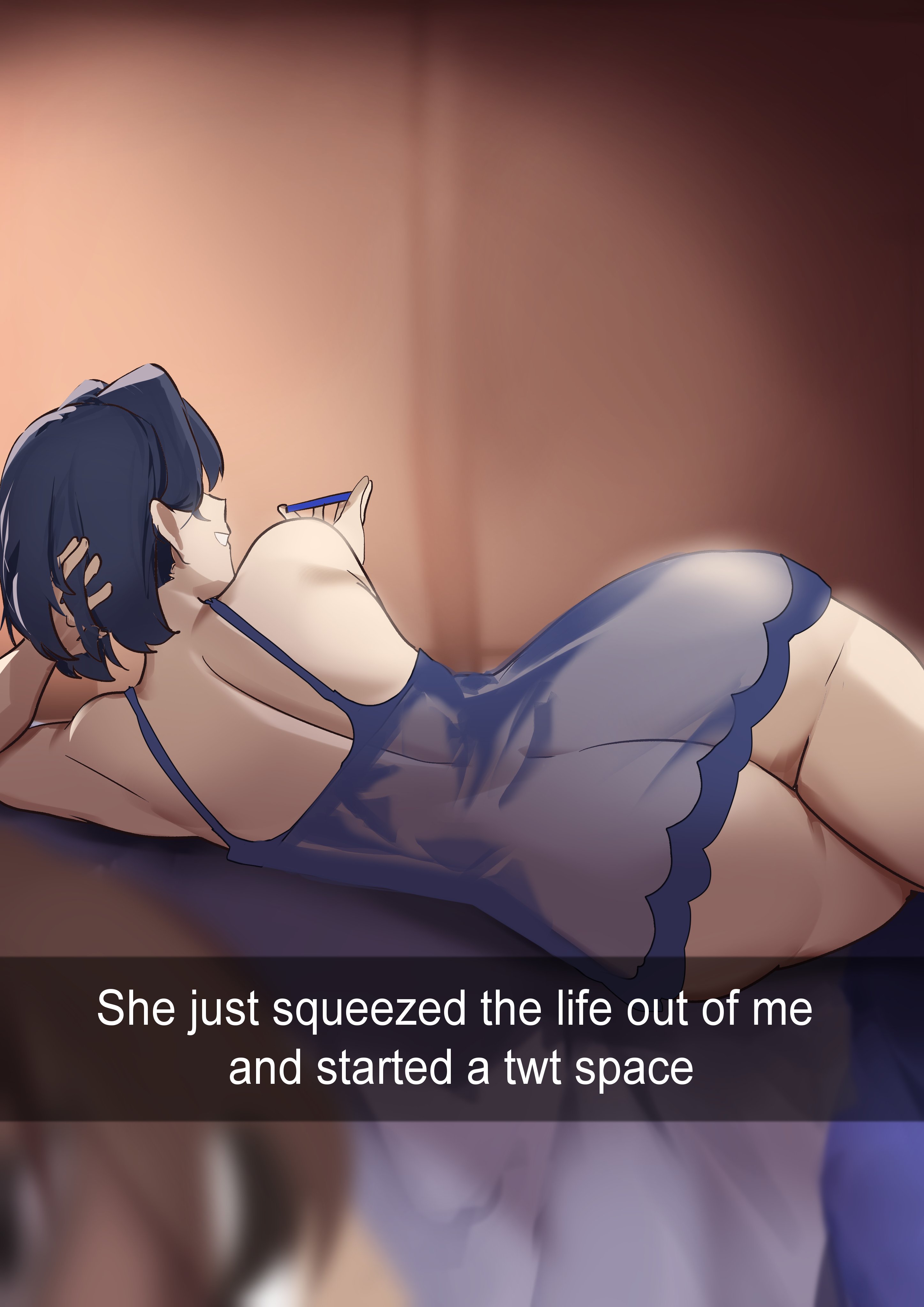 2d, 2d (artwork), ass, big ass, big butt, blue hair, blue hair female, female, female focus, female only, from behind, from behind position, hololive, hololive english, hololive english -council-, humor, koizumi arata, large ass, large butt, light skin, light-skinned male, meme, nanashi mumei, ouro kronii, post sex, post-sex, solo, solo female, solo focus, virtual youtuber, vtuber