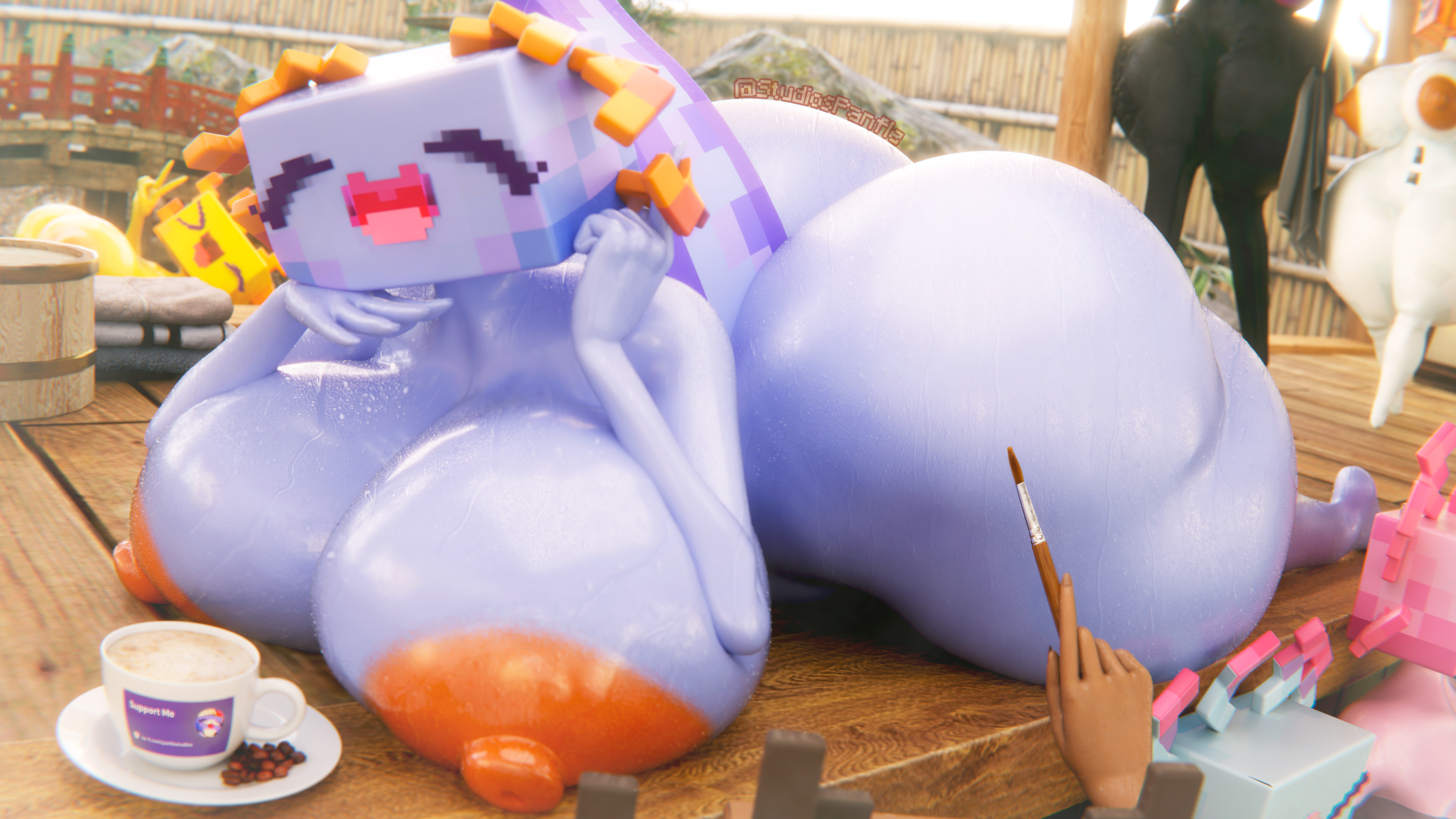 3d, 7girls, alt, anthro, ass, axolotl (minecraft), bathhouse, bent over, big ass, big breasts, breasts, bubble butt, child bearing hips, dat ass, enderman, enderwoman, enormous breasts, fat ass, female, female only, follower celebration, giant ass, giant breasts, gigantic ass, gigantic breasts, hot spring, huge ass, huge breasts, hyper breasts, large ass, large breasts, looking at viewer, massive ass, massive breasts, minecraft, panflestudios, peace sign, plump thighs, snow golem, thick thighs, thighs, thunder thighs, v, voluptuous, voluptuous female, wide hips