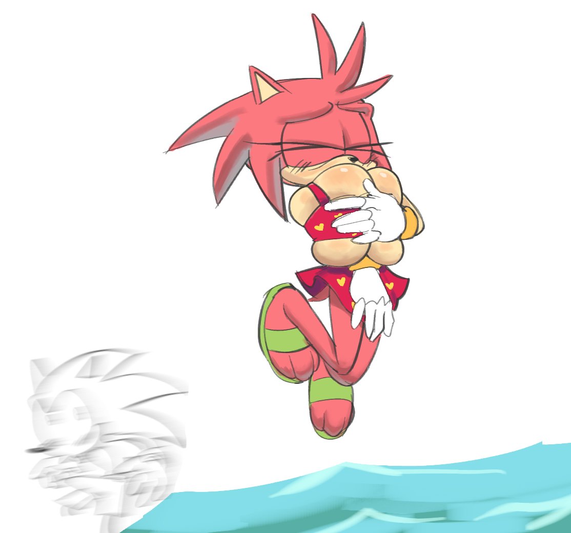 1boy, 1girls, alternate breast size, amy rose, big breasts, female, huge breasts, large breasts, lewdmcgill, small ass, sonic (series), sonic the hedgehog, sonic the hedgehog (series), top heavy